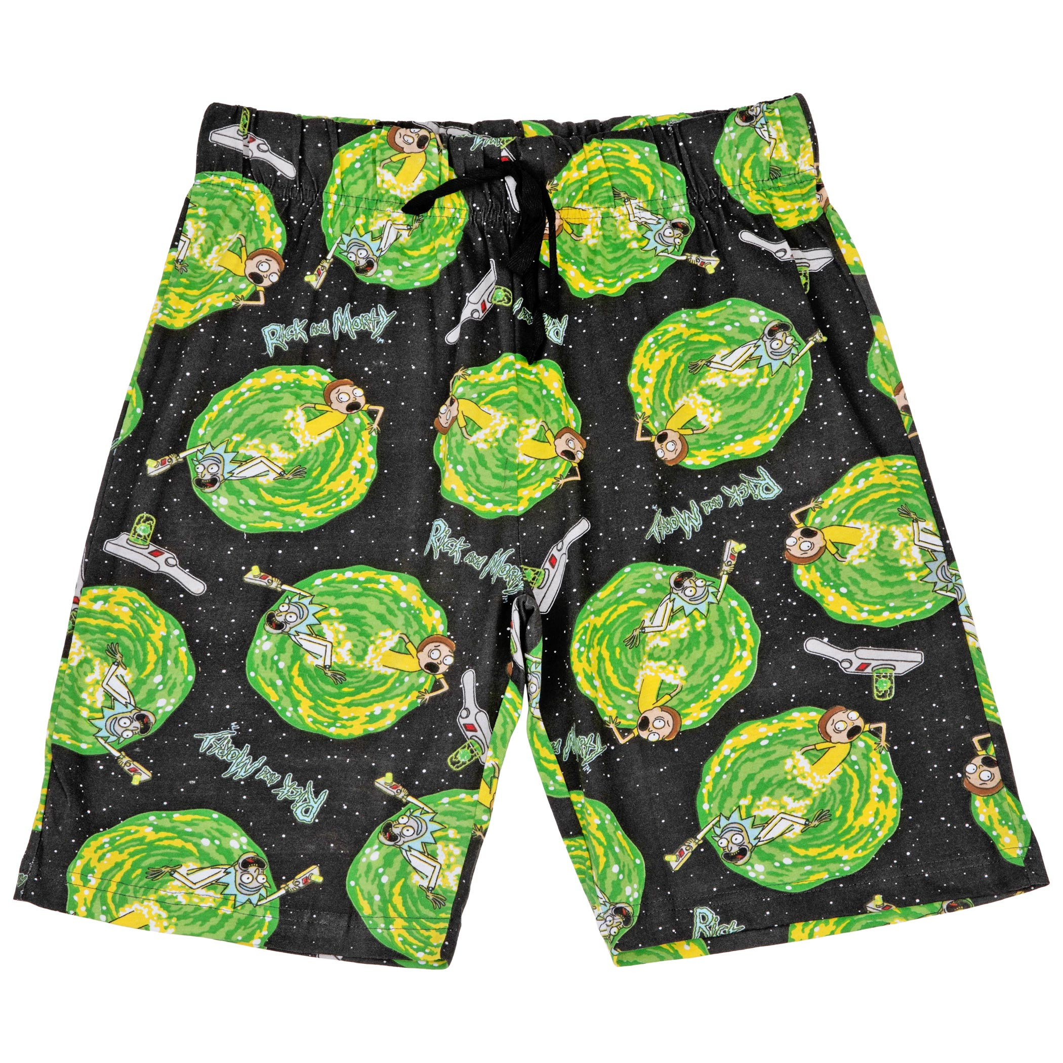 Rick and Morty Falling Out of The Portal Jam Shorts, Black