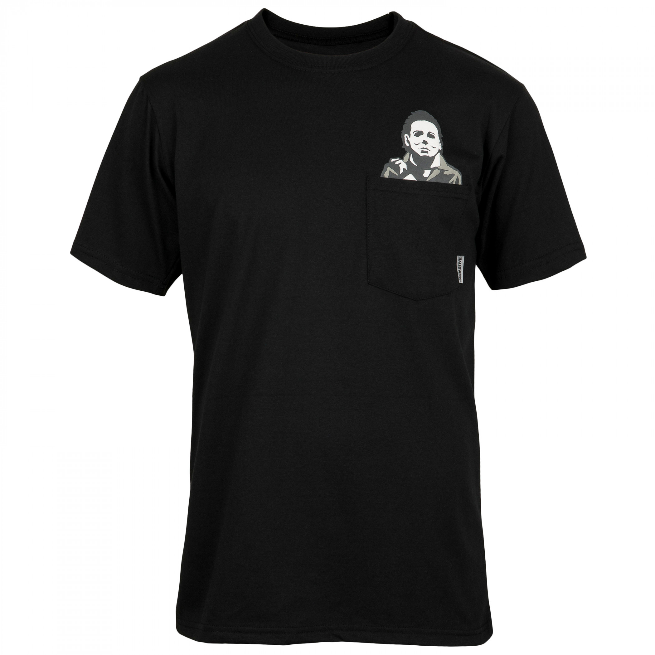 Halloween Michael Meyers Pulldown Pocket T-Shirt, Black