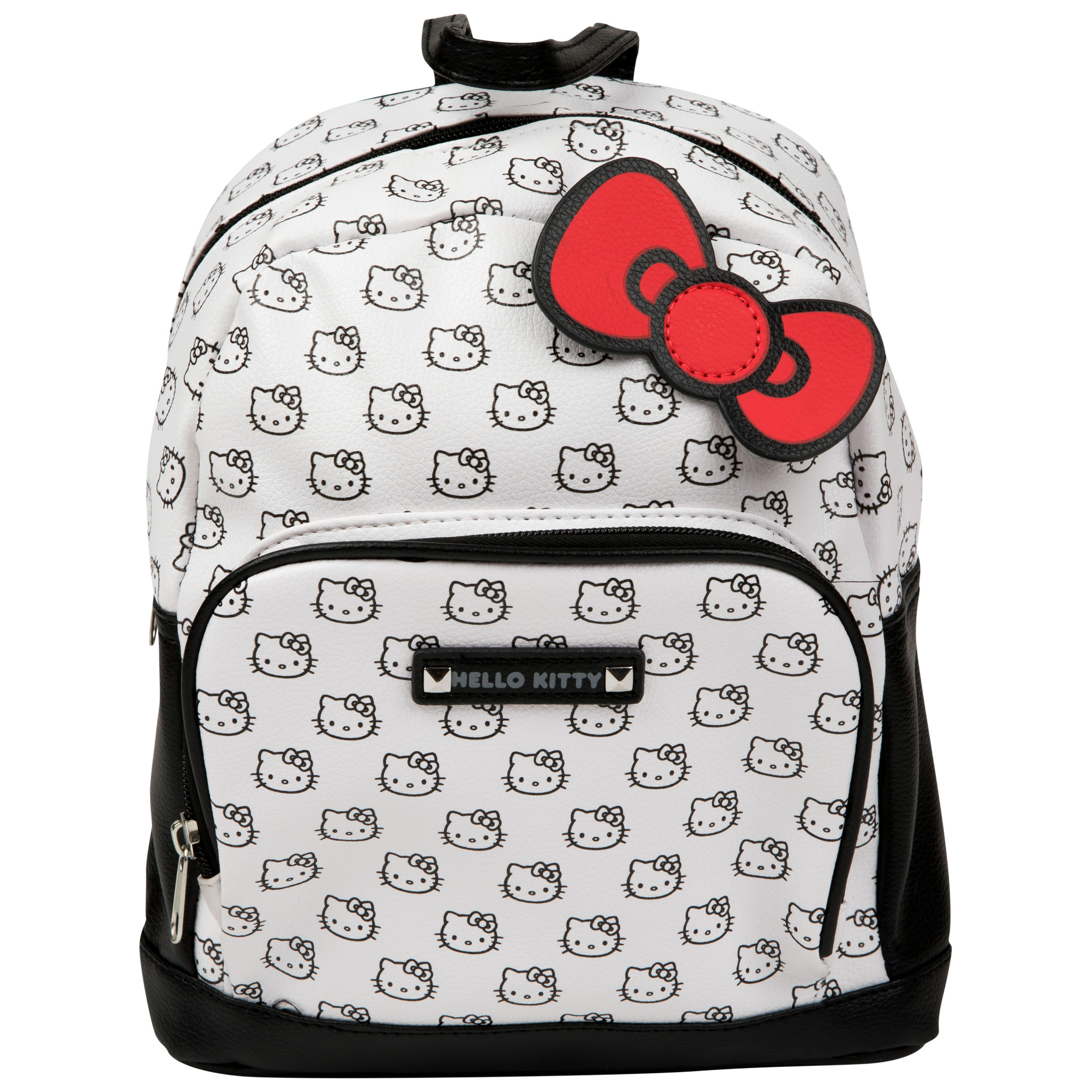 Hello Kitty Face Print 10' Backpack with Bow, White