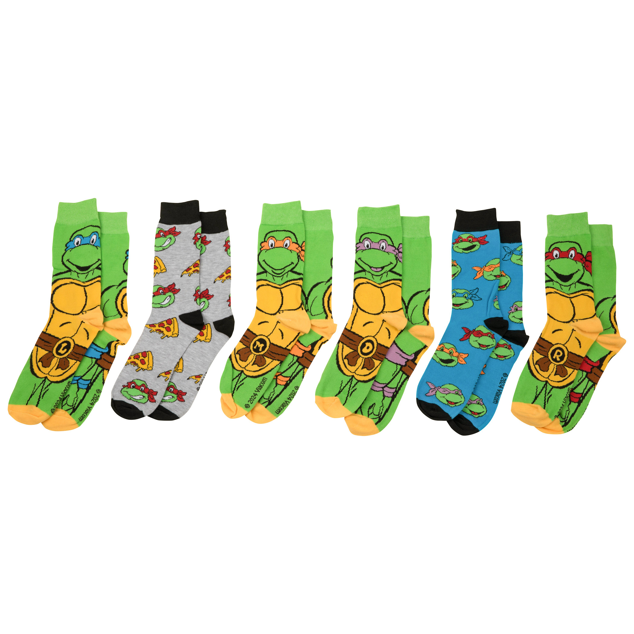 Teenage Mutant Ninja Turtles Men's 6-Pair Pack of Crew Socks, Multi-Color