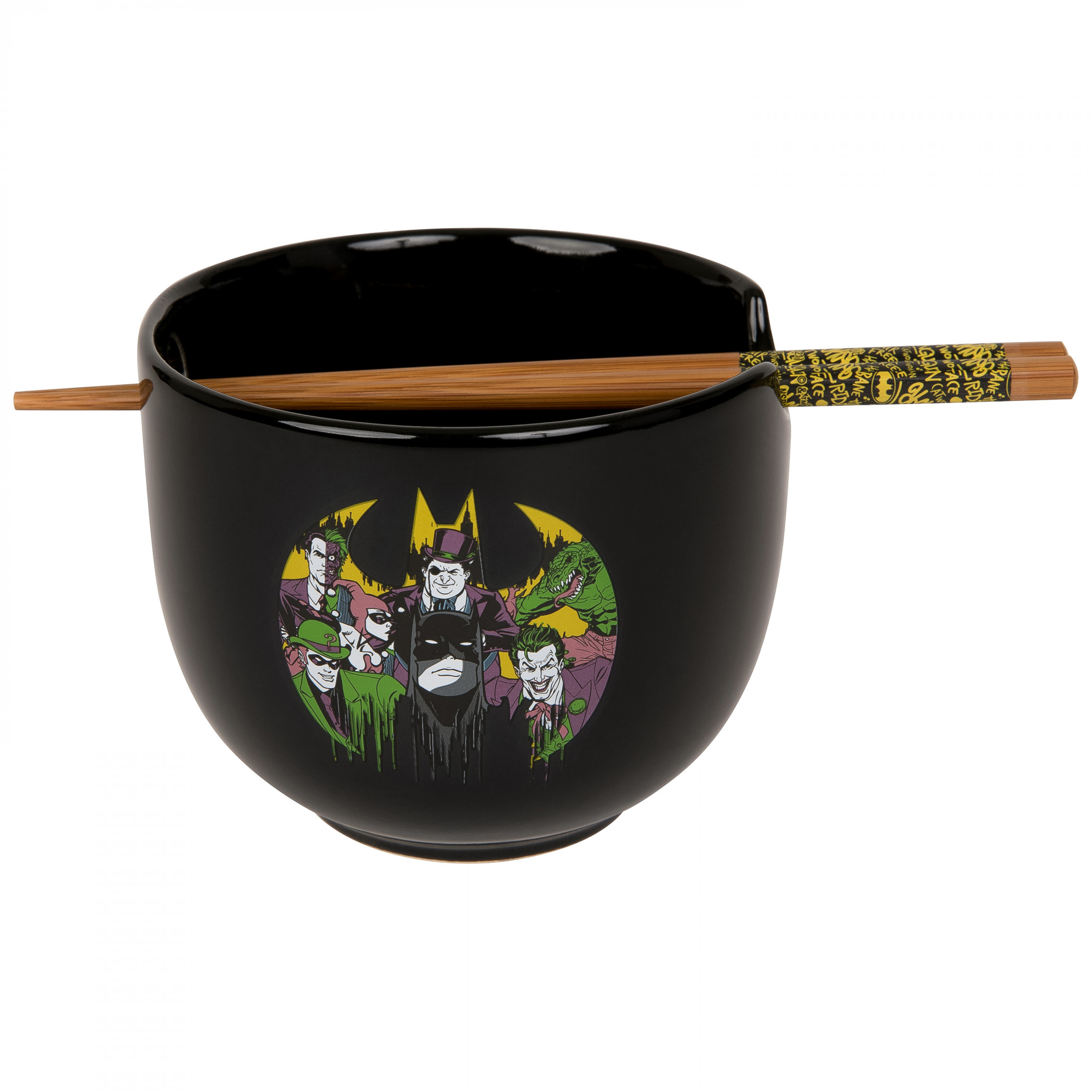Batman and Villains Ramen Bowl with Chopsticks, Black