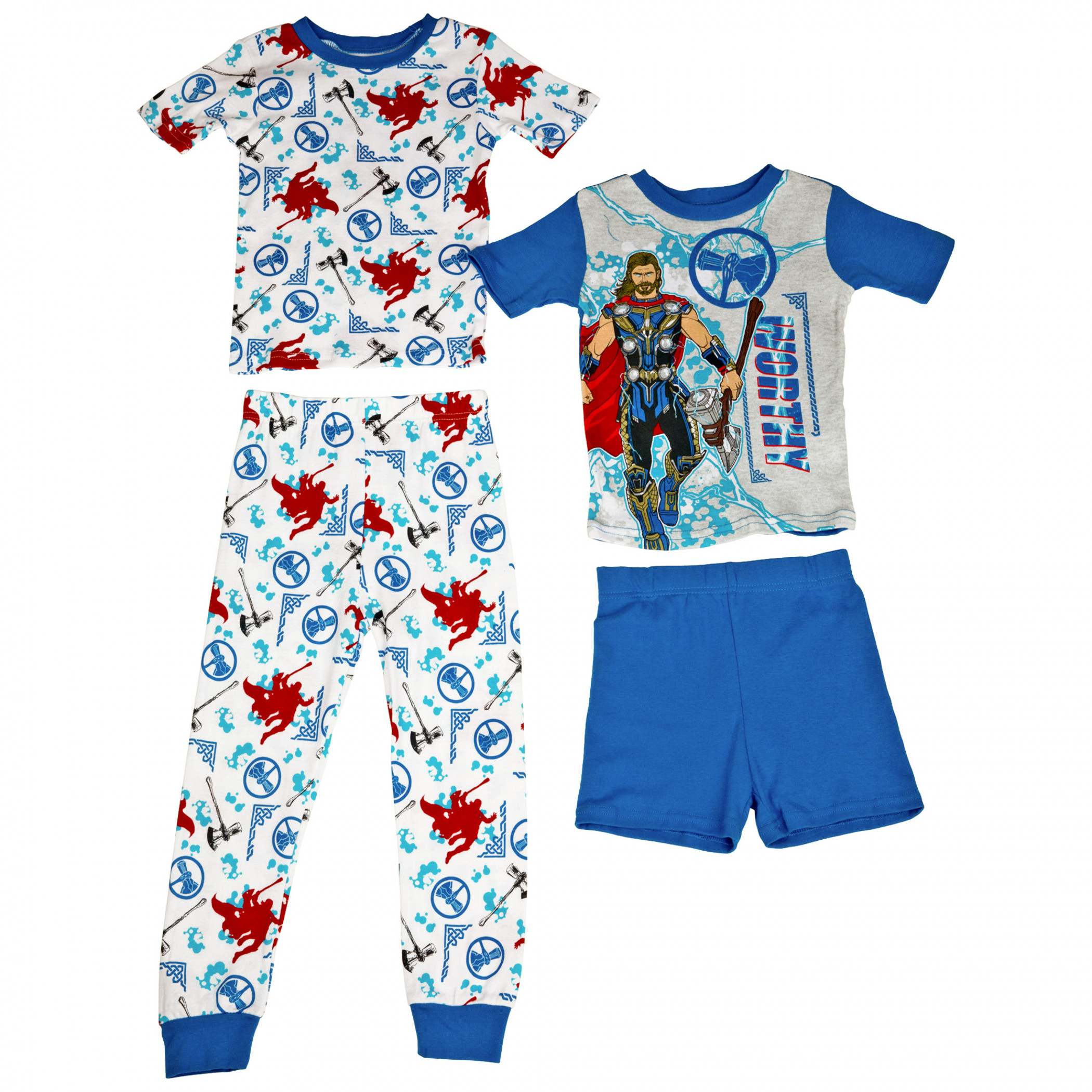 Thor 4-Piece Youth Shirts Shorts and Pants Set, Multi-Color