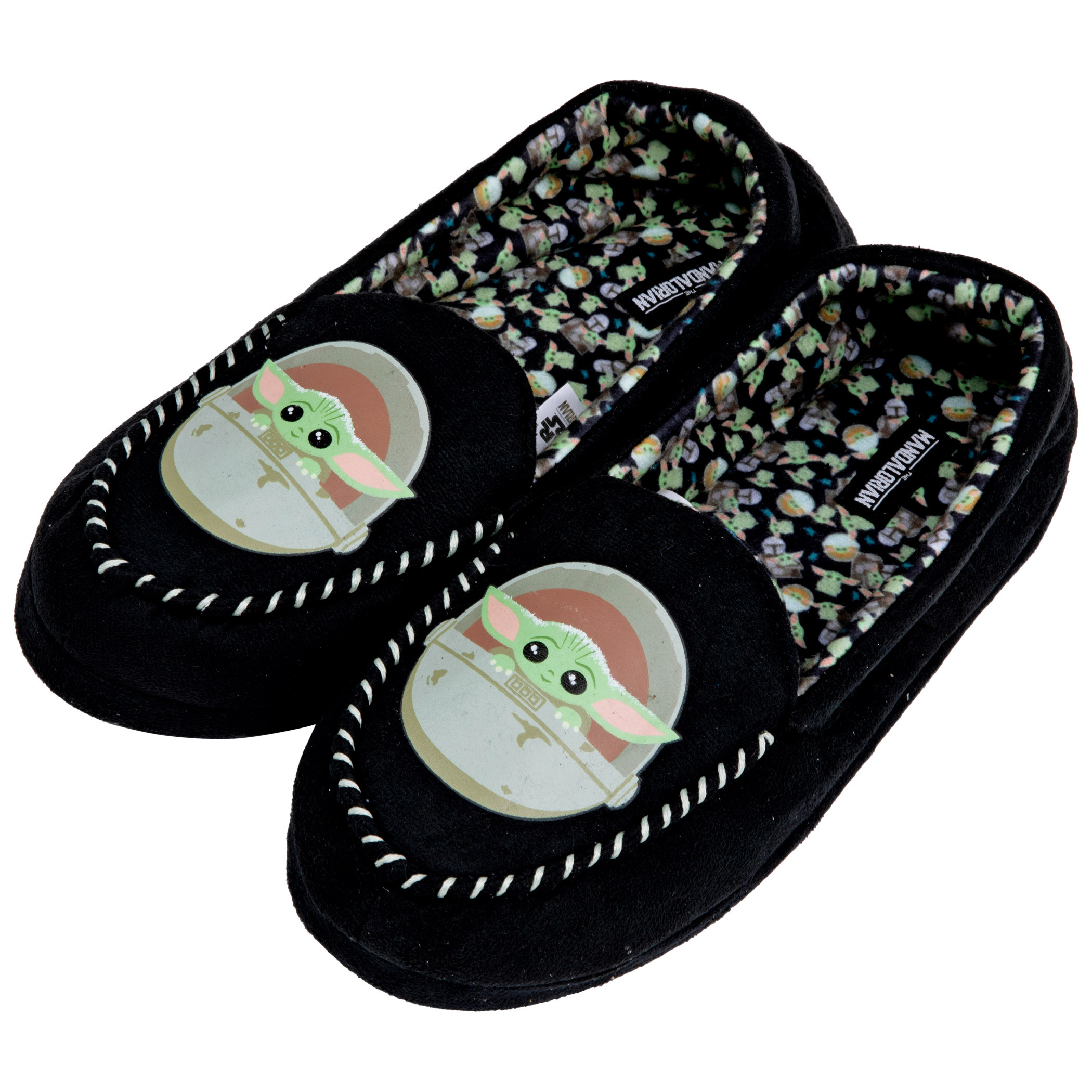 Star Wars The Mandalorian Grogu Moccasin Slippers, Black
