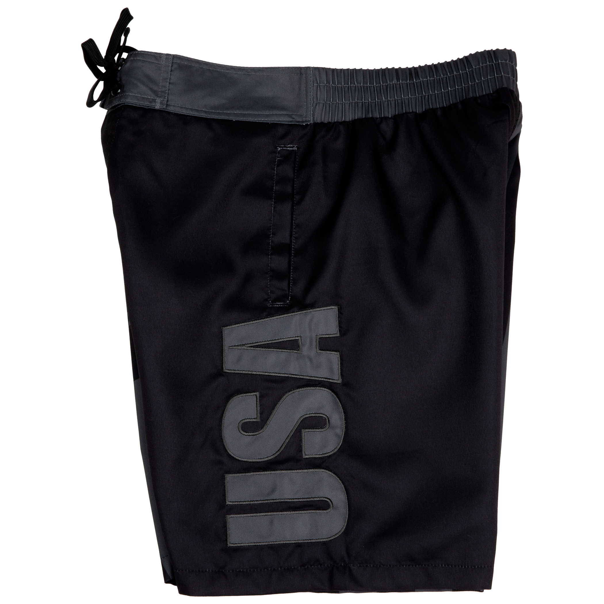 Patriotic Blackout American Flag Swim Trunks