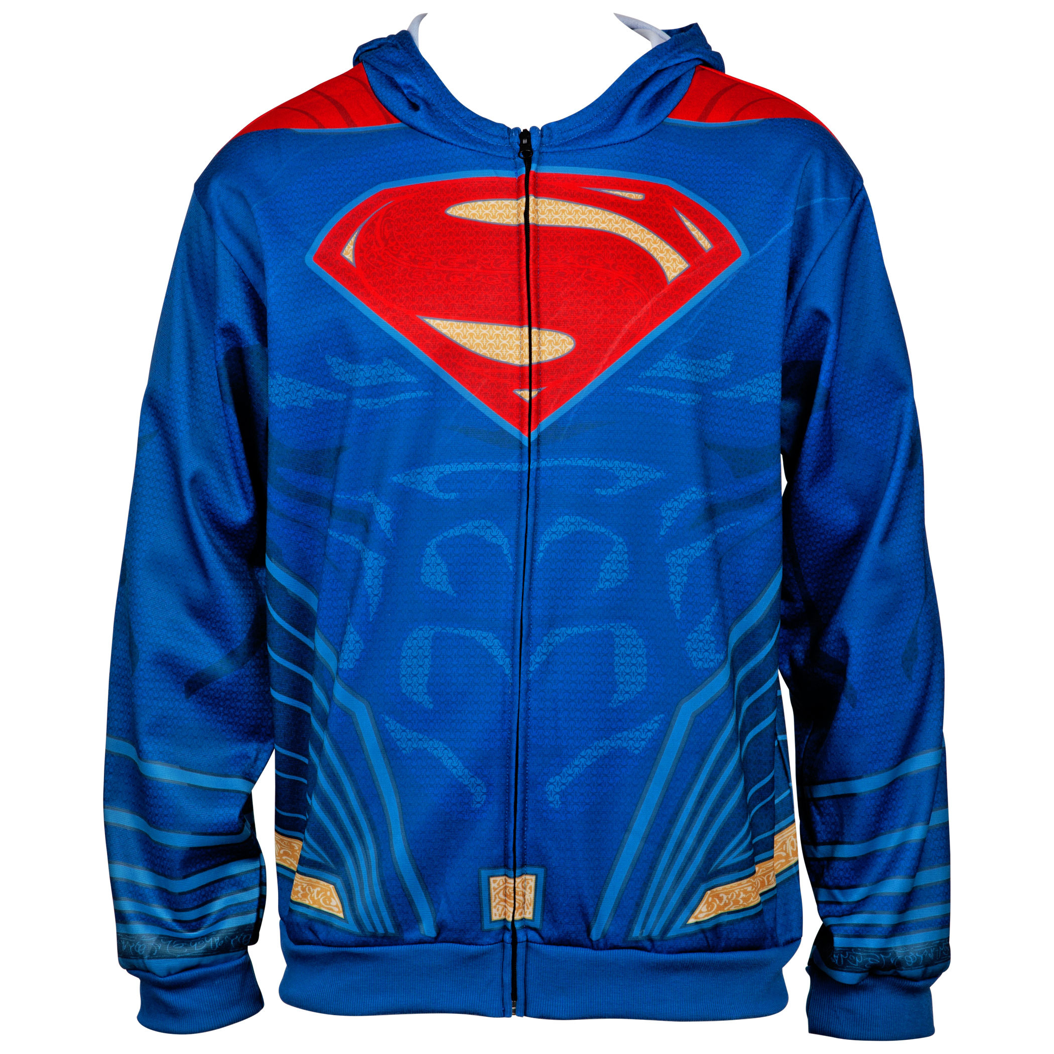 Superman Suit Comic Style Costume Hoodie, Blue