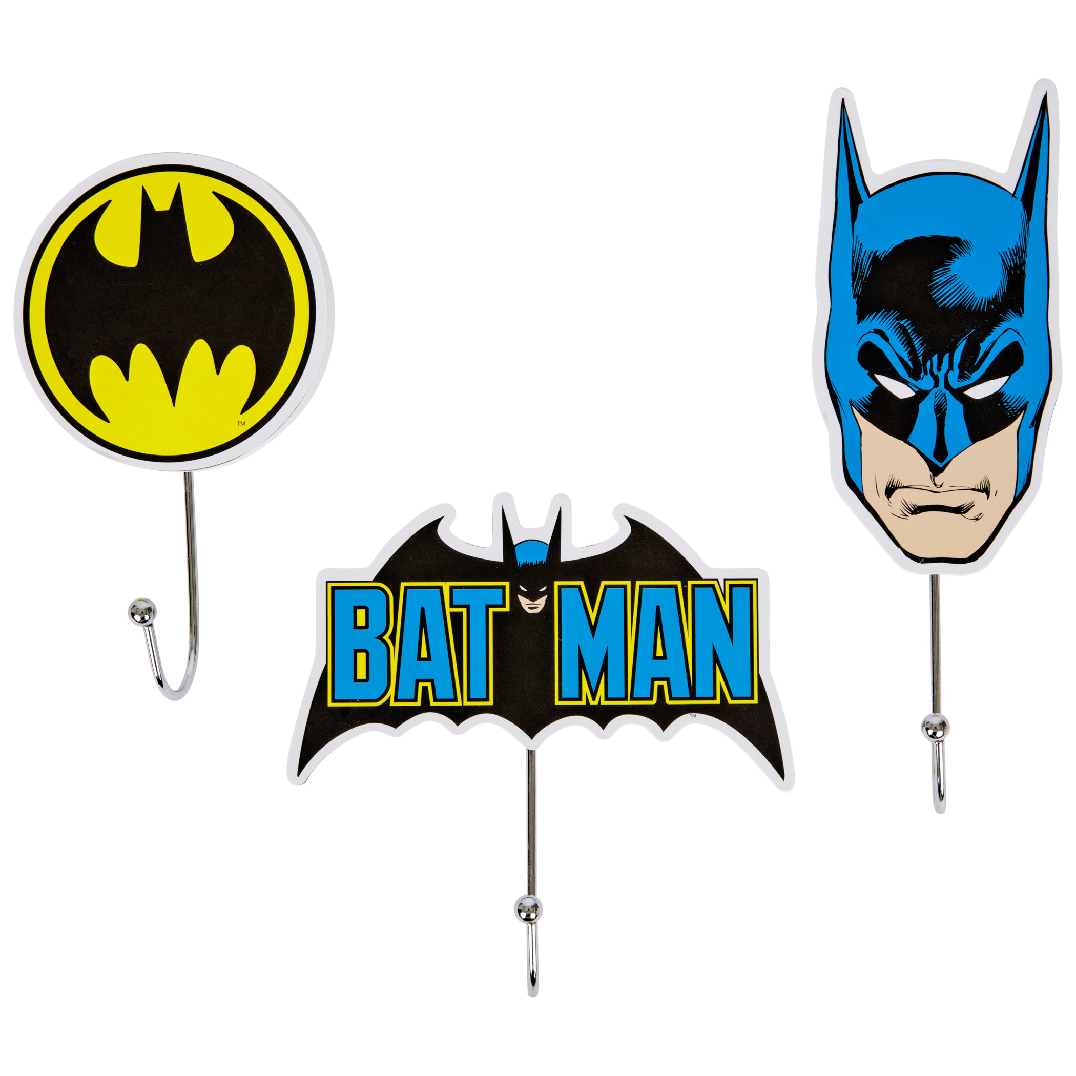 Batman 3-Piece Wall Hook Set, Multi-Color