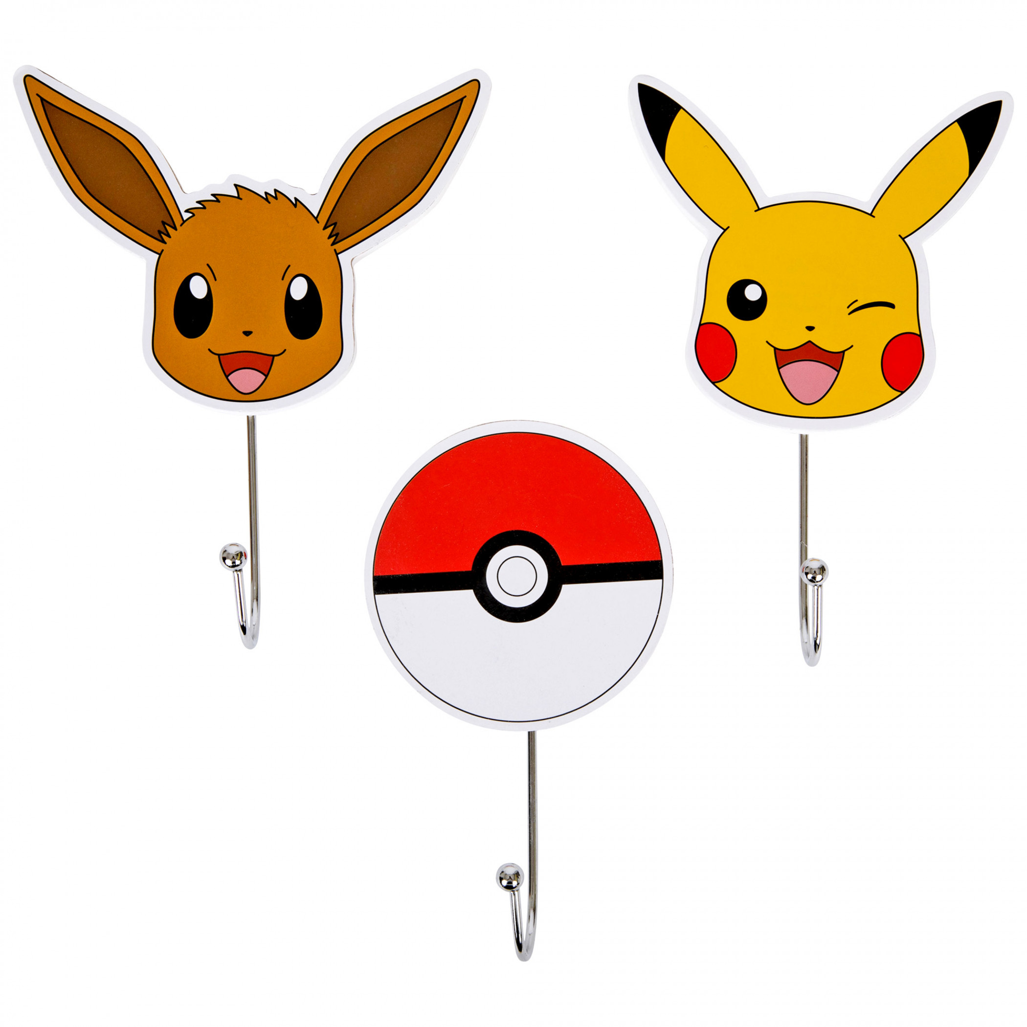 Pokémon Pikachu and Eevee 3-Piece Wall Hook Set, Multi-Color