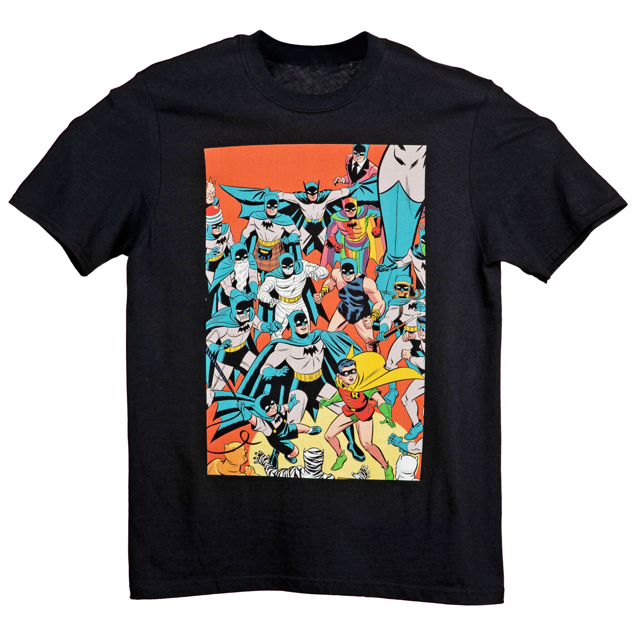 Batman Retro Character Collage T-Shirt, Black