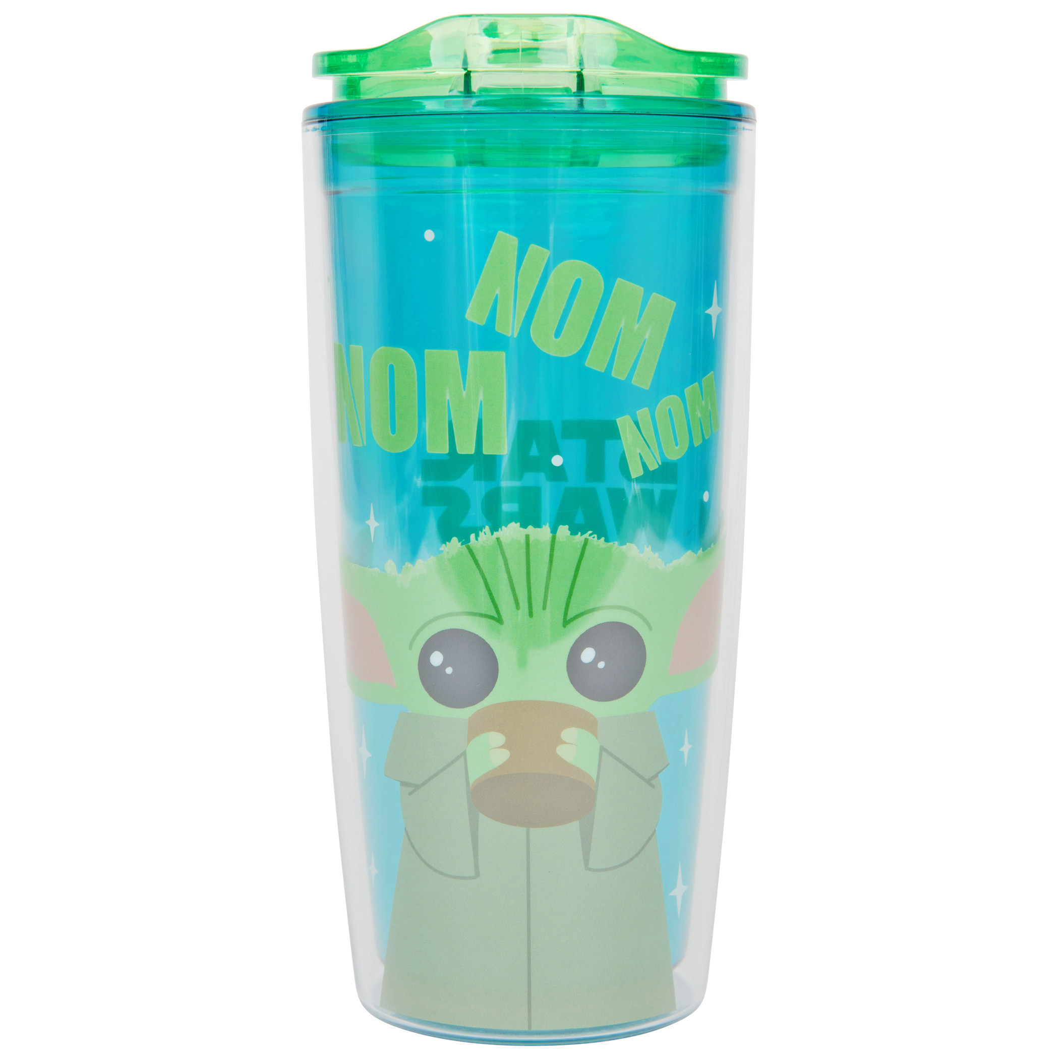 Star Wars The Mandalorian Grogu Nom Nom Nom 20oz Travel Tumbler, Blue