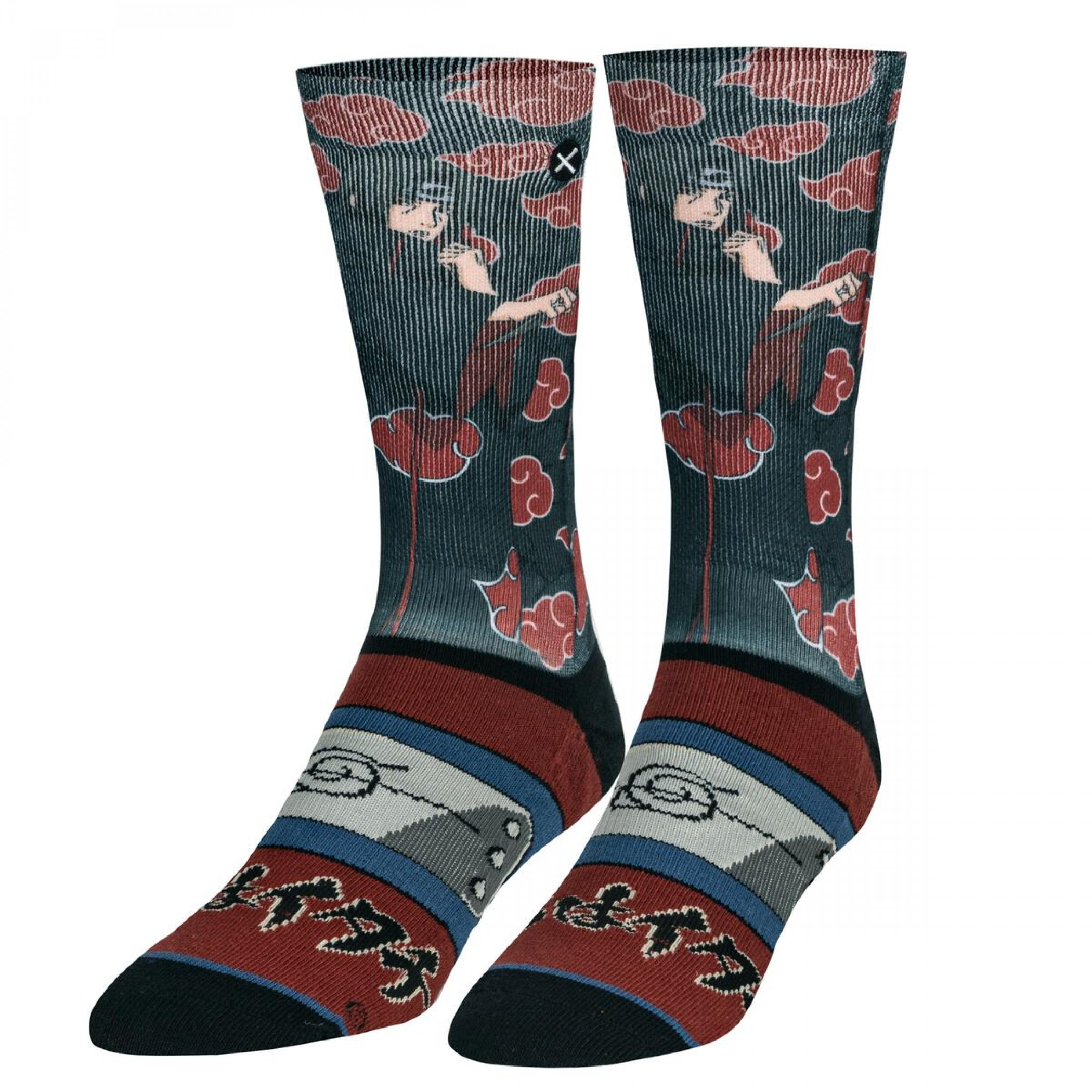Naruto Shippuden Uchiha Itachi Headband Sublimated Crew Socks, Multi-Color