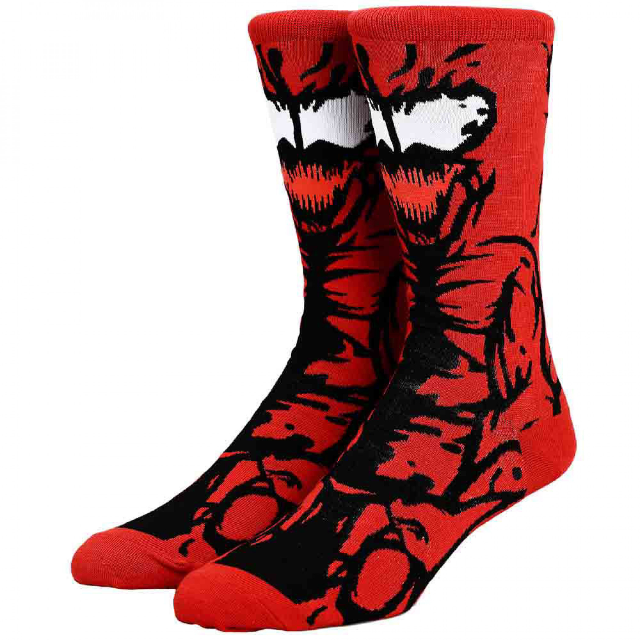 Marvel Comics Carnage 360 Character Crew Socks, Red