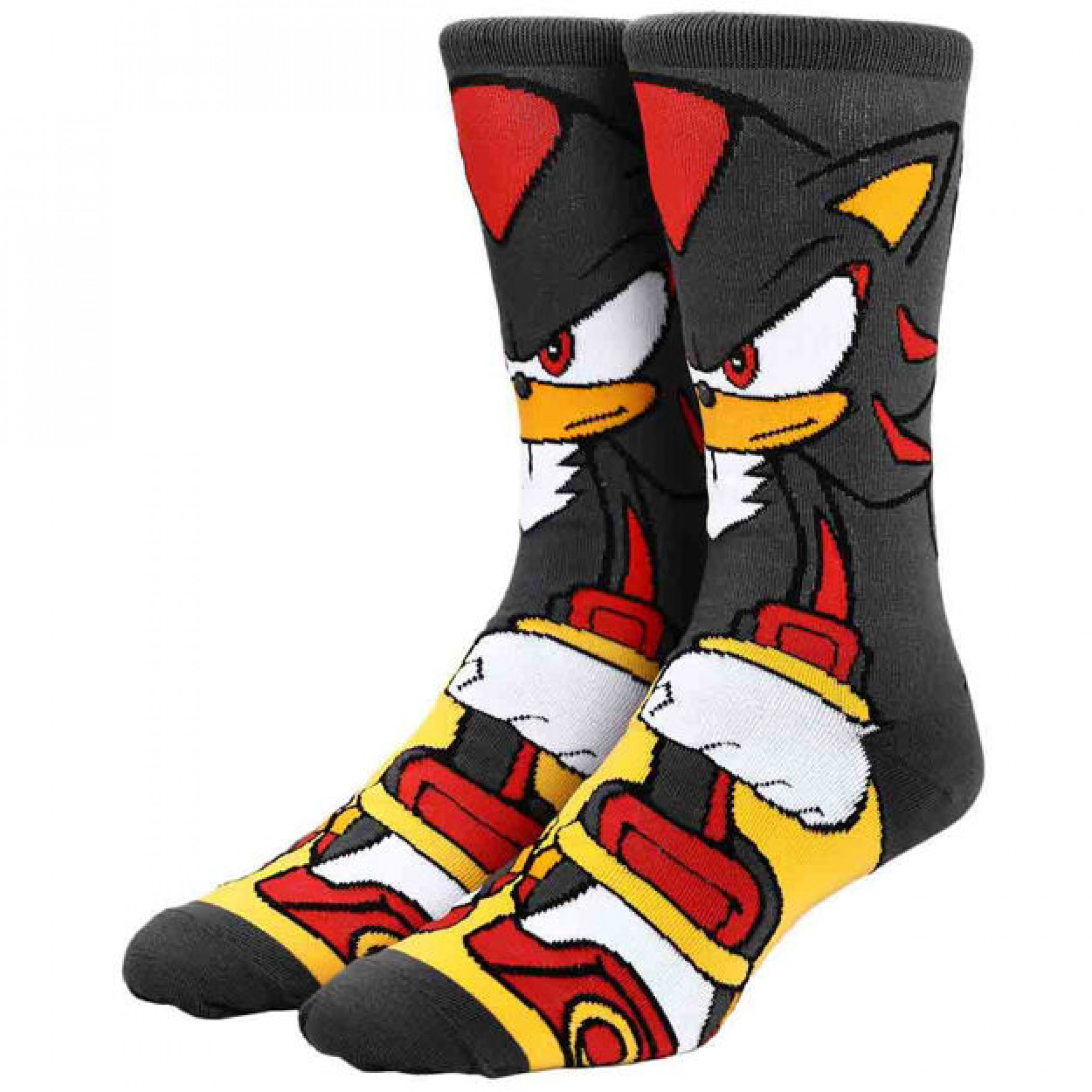 Sega Sonic The Hedgehog Shadow Character 360 Profile Crew Socks, Multi-Color