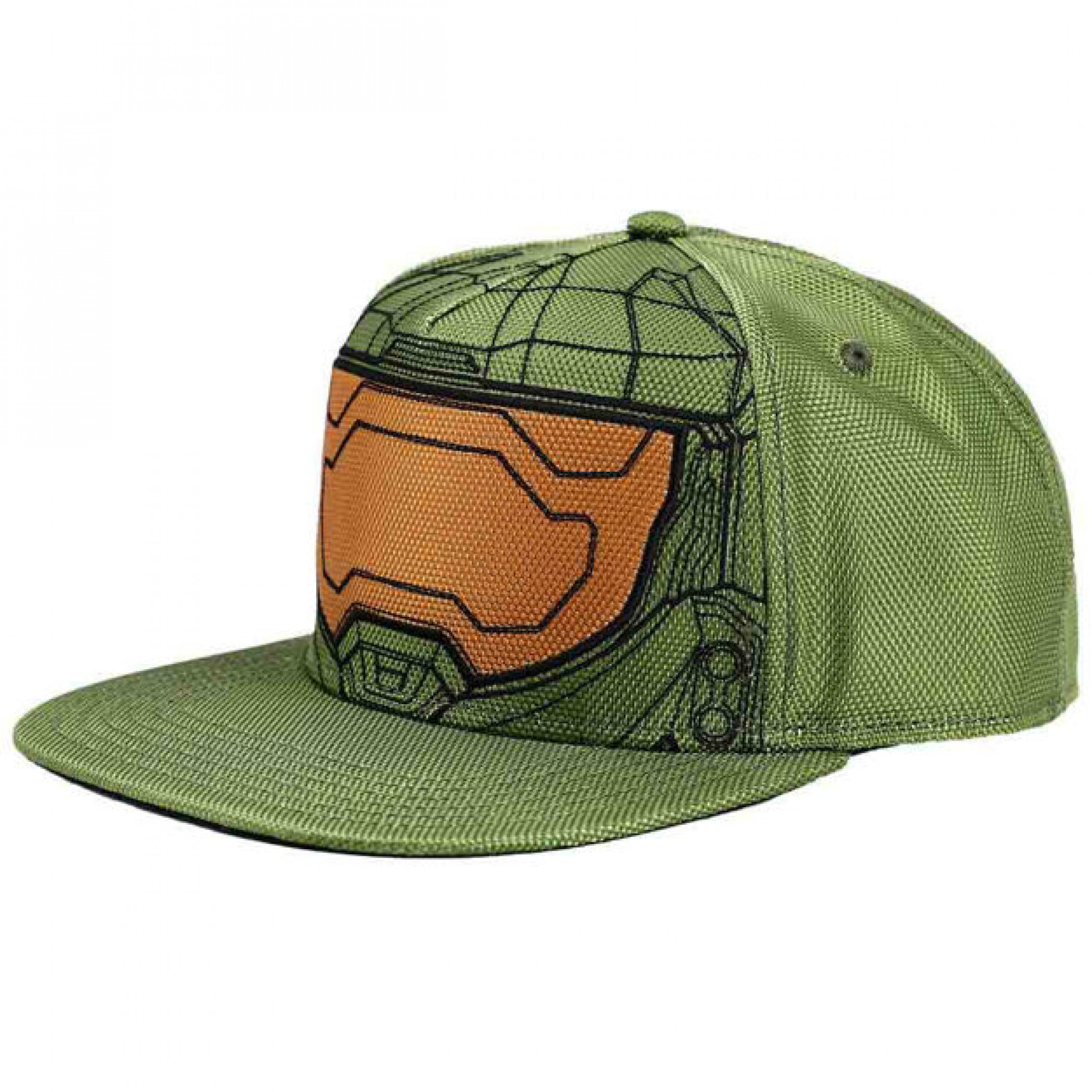 Halo Infinite Master Chief Helmet Flat Bill Snapback Hat, Green
