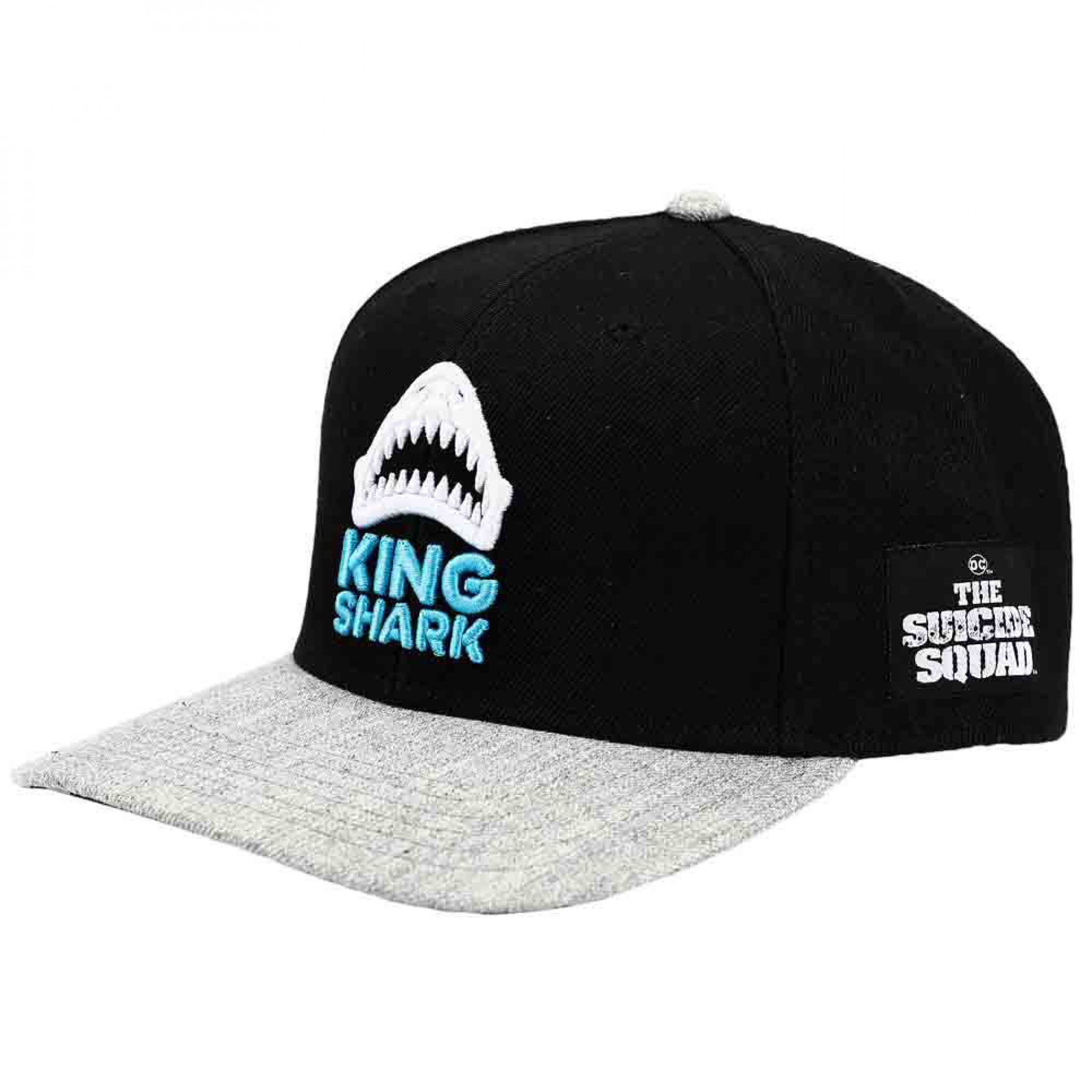 DC Comics The Suicide Squad King Shark Pre-Curved Snapback Hat, Black