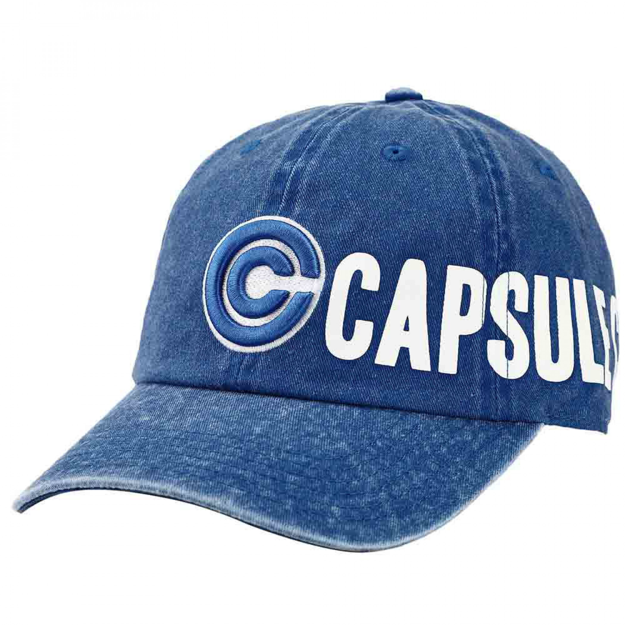 Dragon Ball Z Capsule Corp. Side Logo Pigment Dye Adjustable Hat, Blue