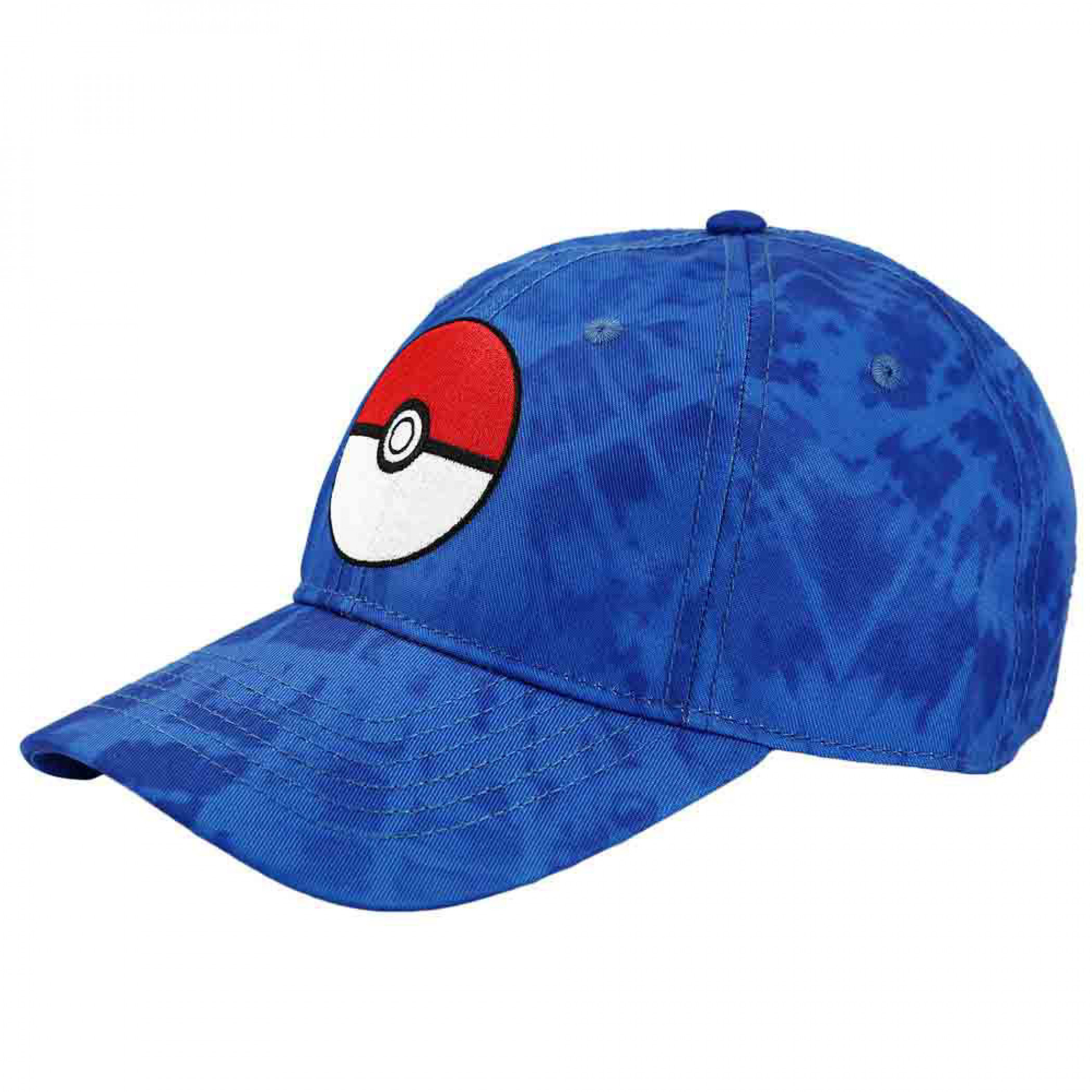 Pokemon Embroidered Pokeball Blue Tie Dye Adjustable Hat, Blue
