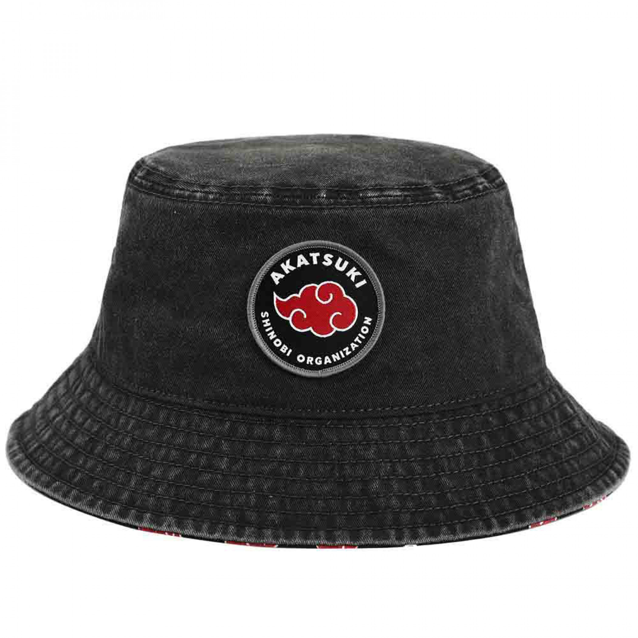 Naruto Akatsuki Shinobi Organization Pigment Dye Bucket Hat, Black