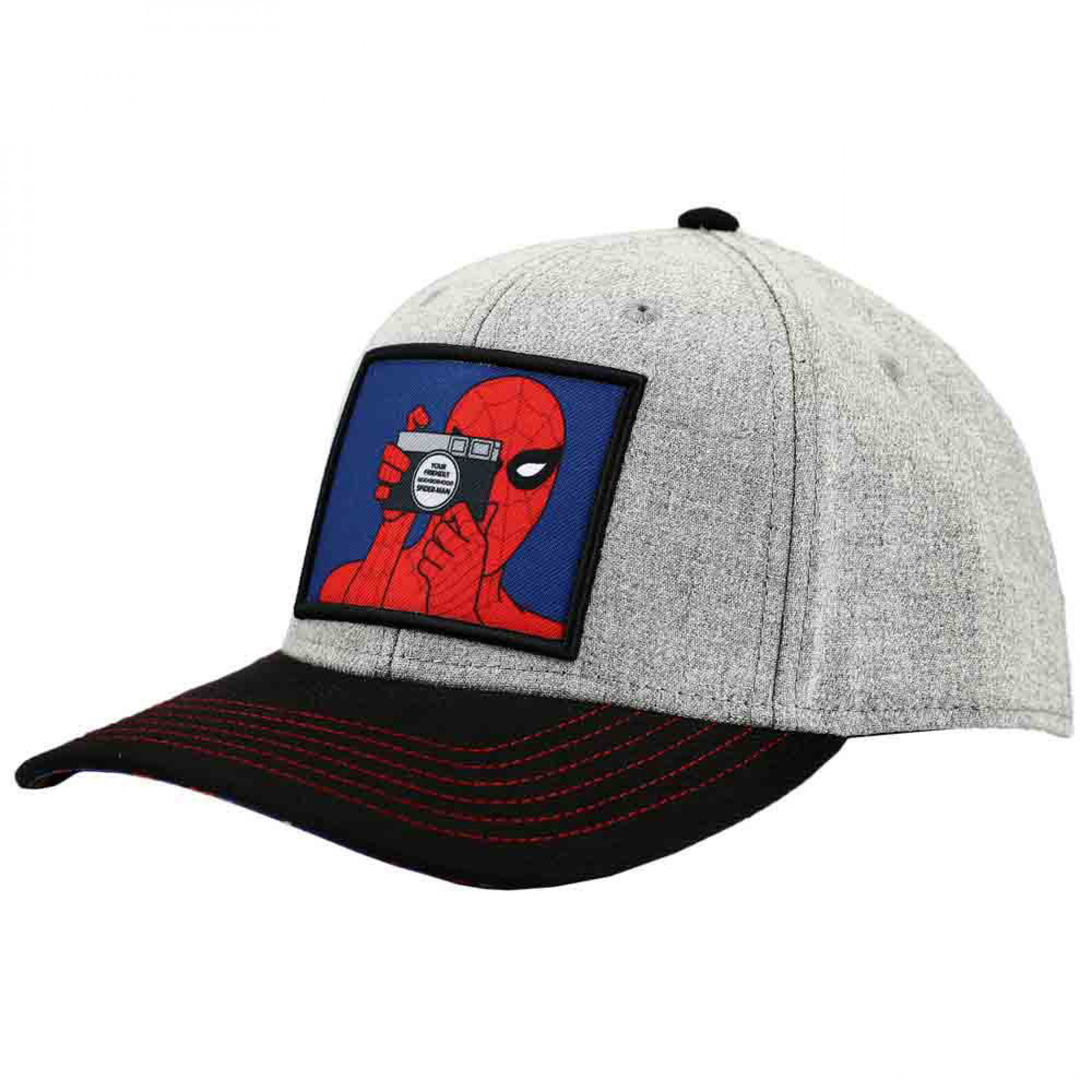 Marvel Comics Classic Spider-Man Patch Pre-Curved Snapback Hat, Grey