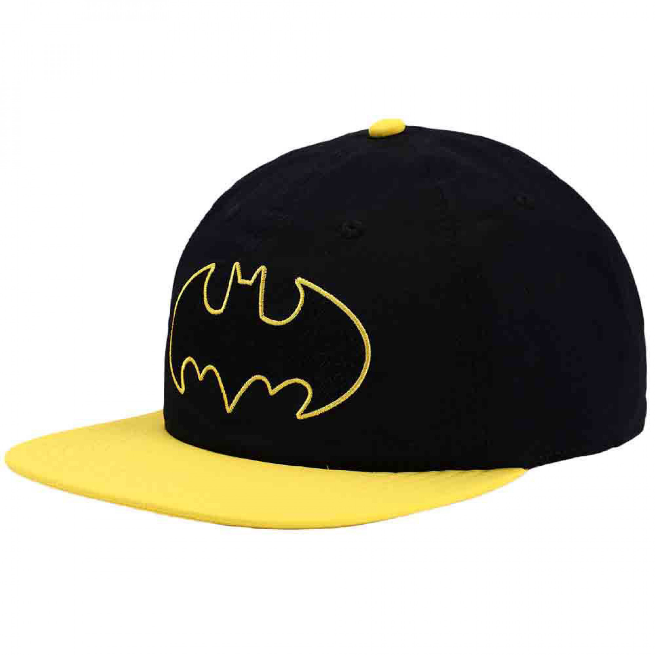 DC Comics Batman Classic Embroidered Logo Flat Bill Snapback Hat, Yellow