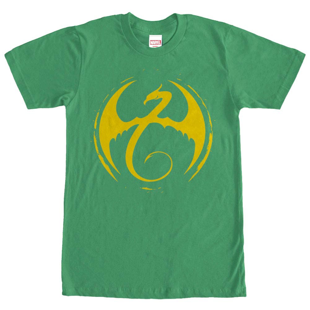 Marvel Teams Iron Fist Logo Green Mens T-Shirt, Green