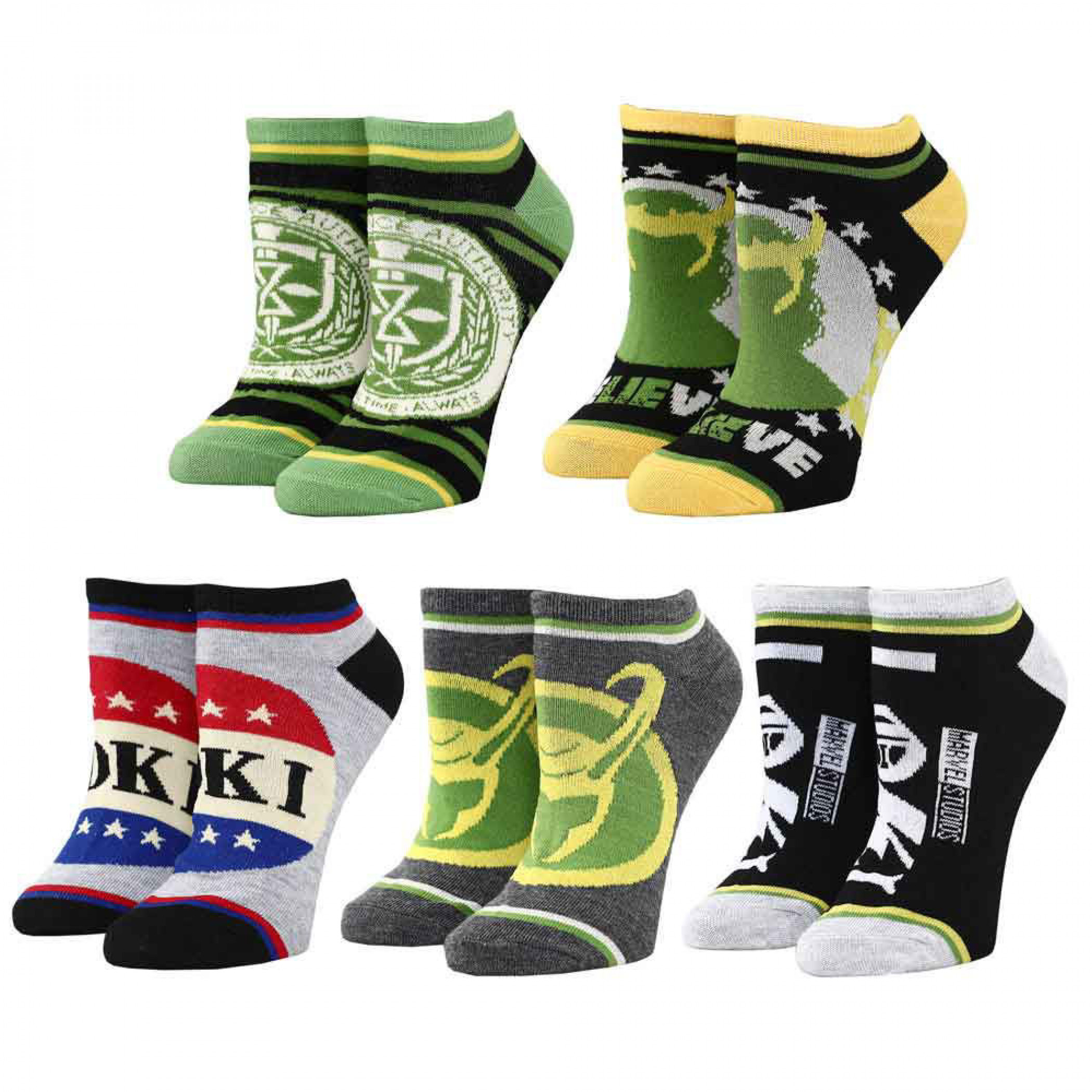 Marvel Studios Loki Series Political Campaign Ankle Socks 5-Pack, Multi-Color