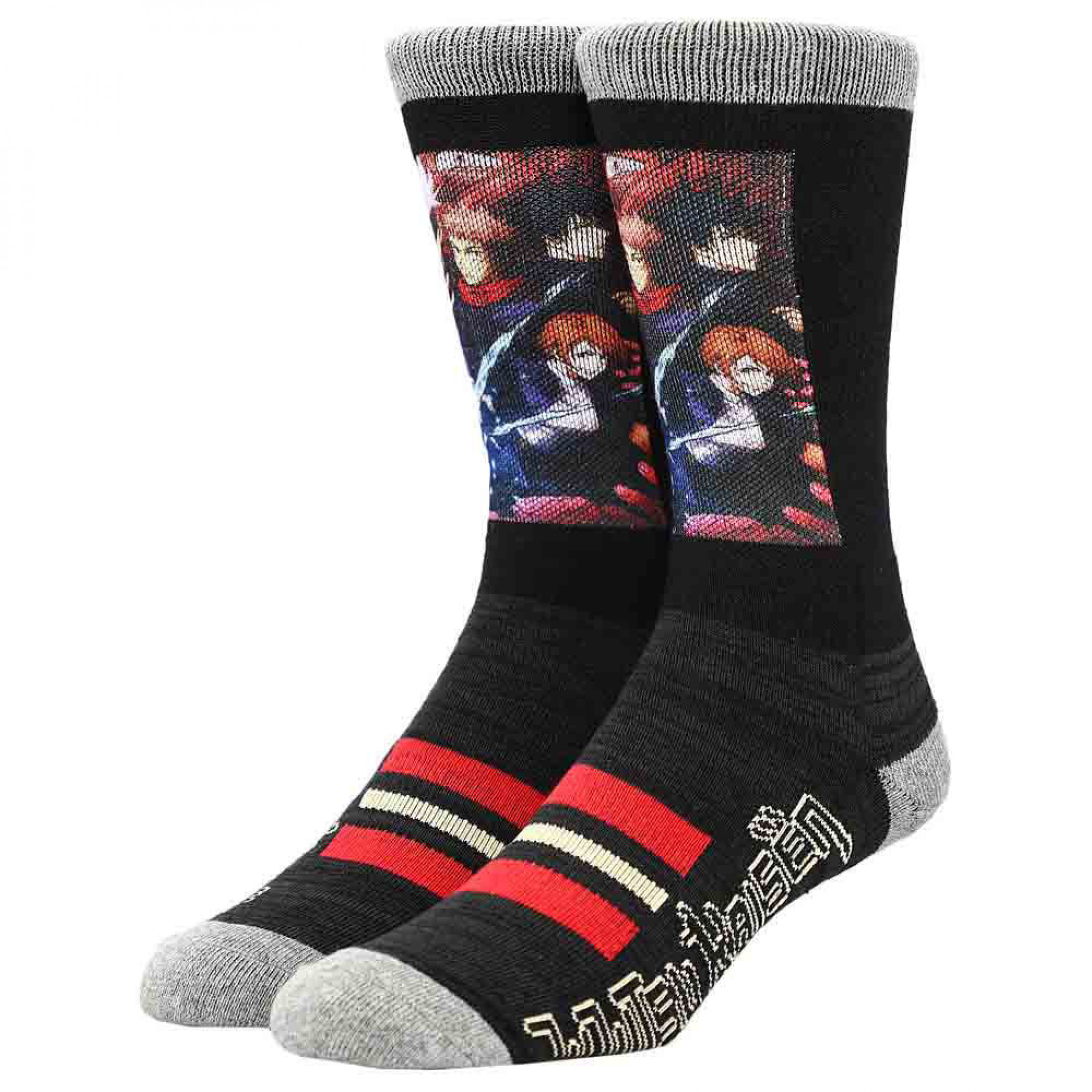 Jujutsu Kaisen Sublimated Character Print Crew Socks, Multi-Color