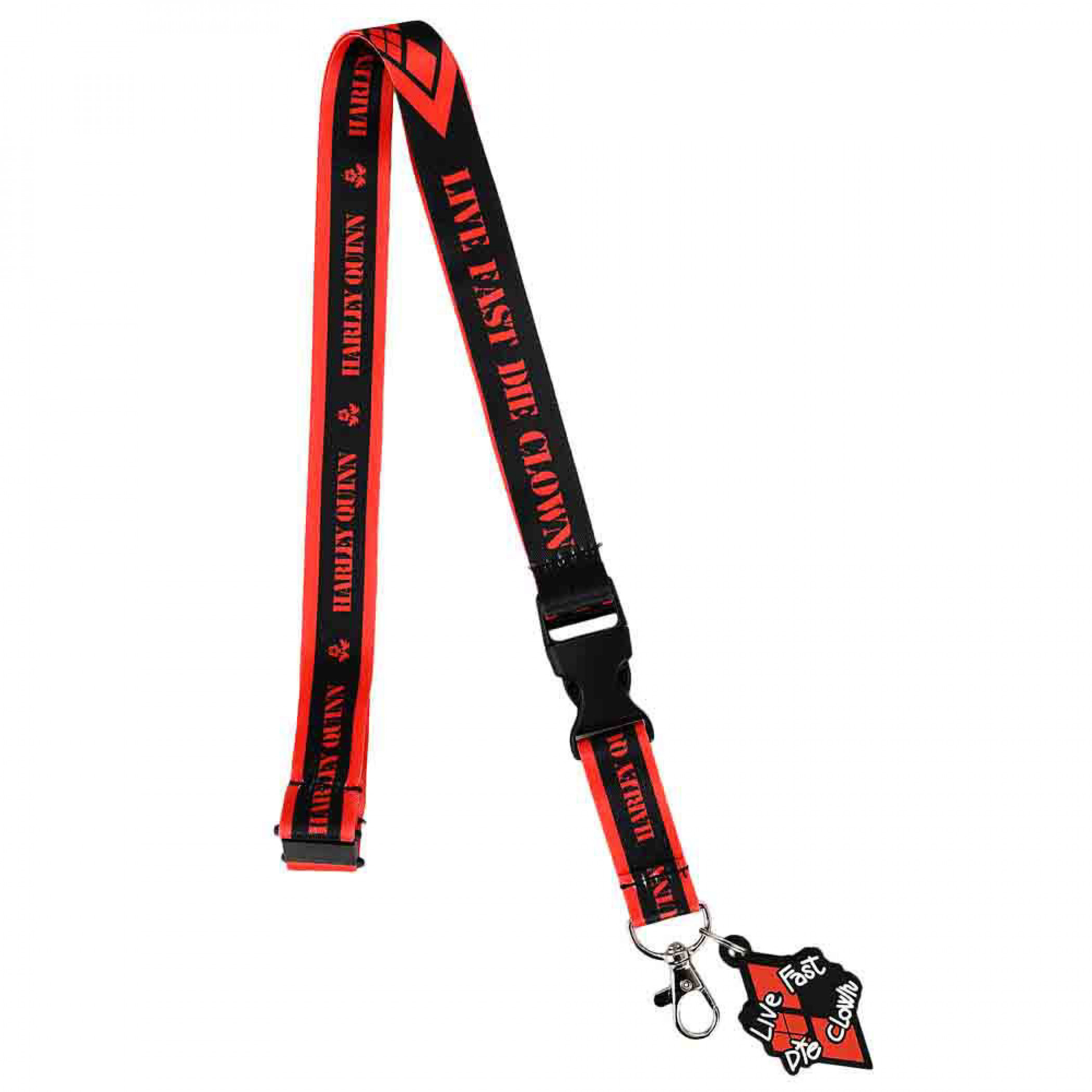 DC Comics Suicide Squad Harley Quinn Live Fast Die Clown Lanyard, Red