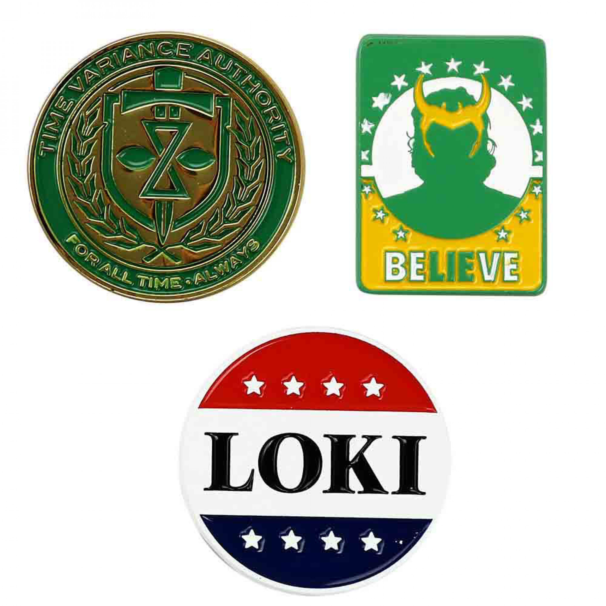 Marvel Studios Loki Time Variance Authority Lapel Pin Set, Multi-Color