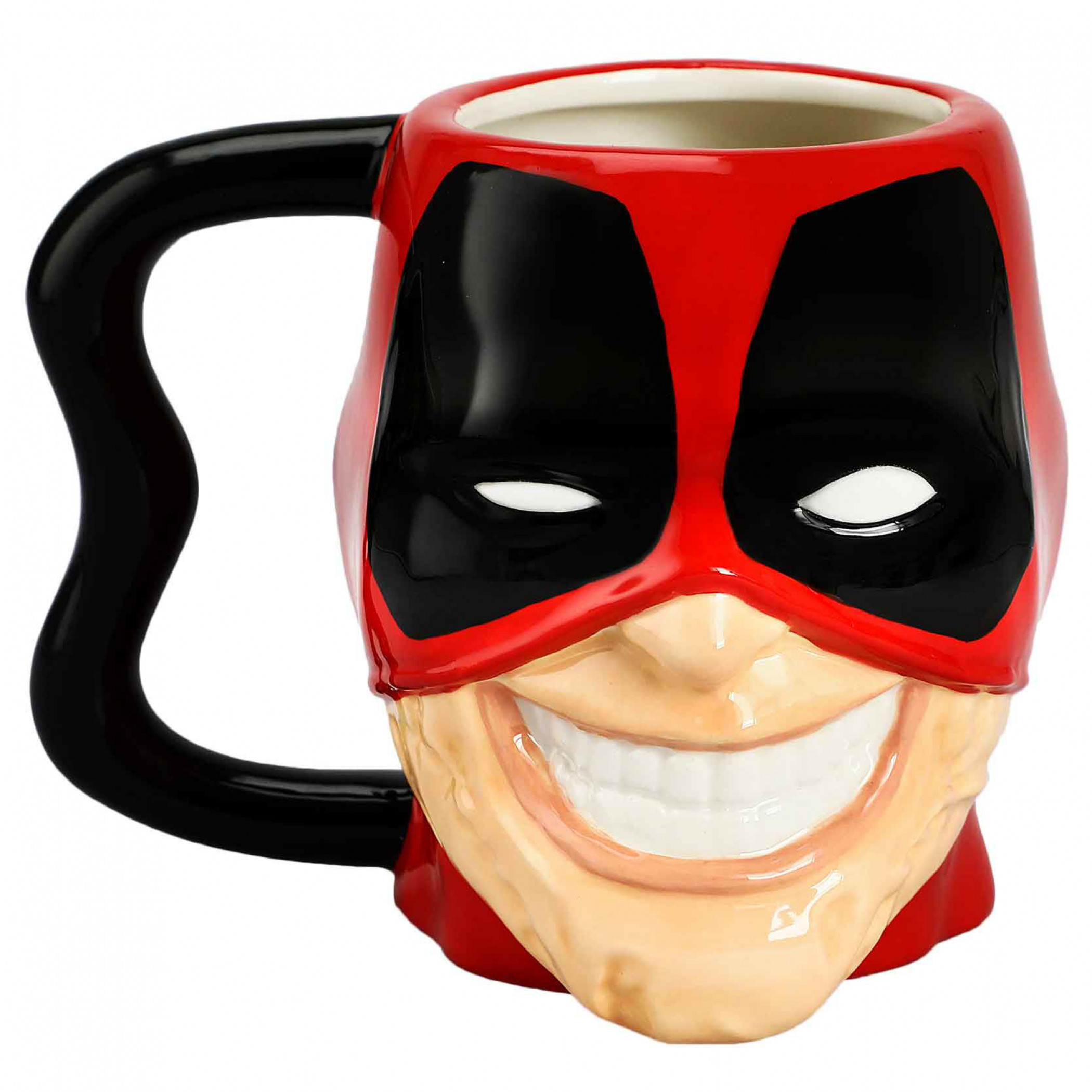 Marvel Comics Deadpool Pulled Up Mask Sculpted Head Ceramic Mug, Red