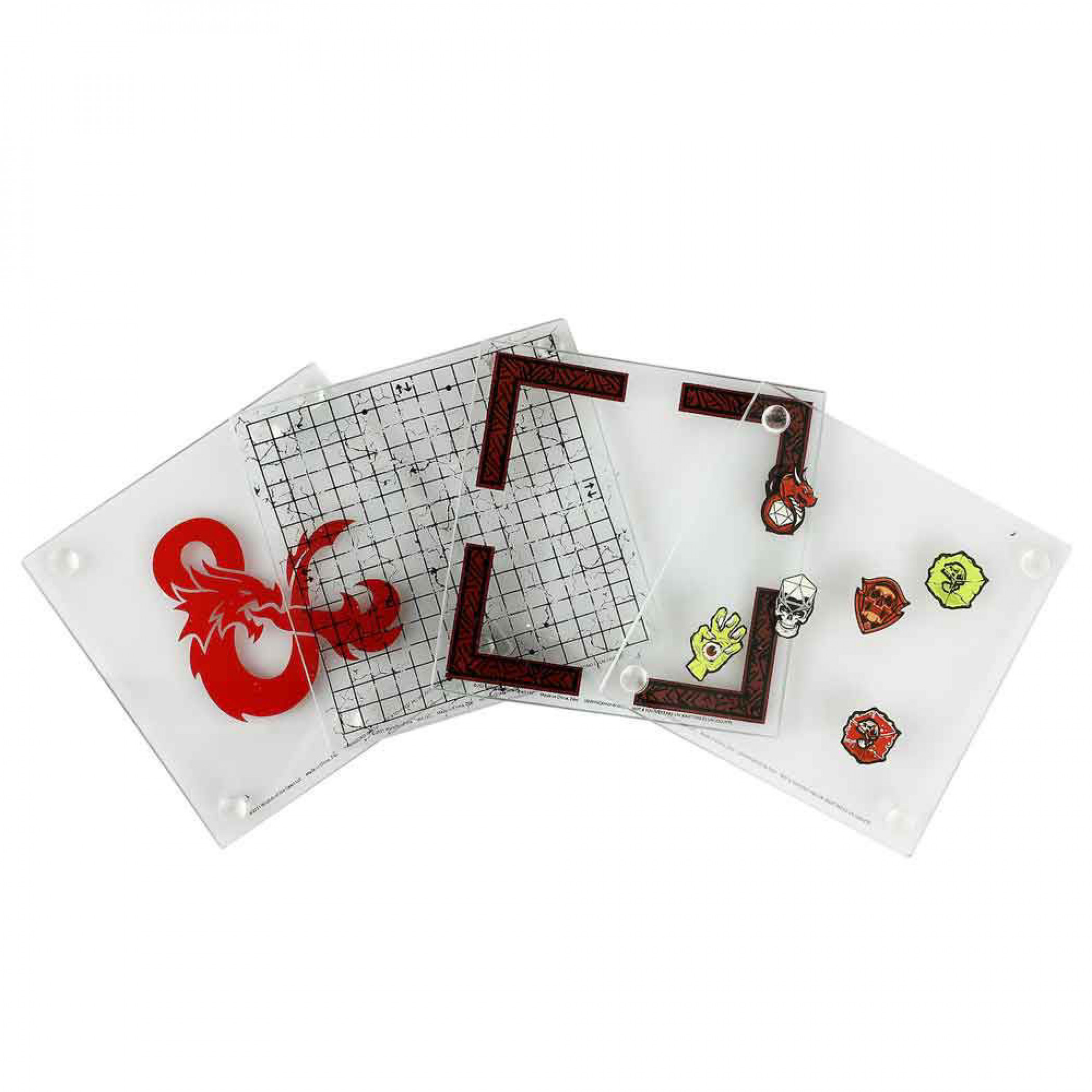 Dungeons & Dragons Stacking Glass Coasters Set 4-Pack, Multi-Color