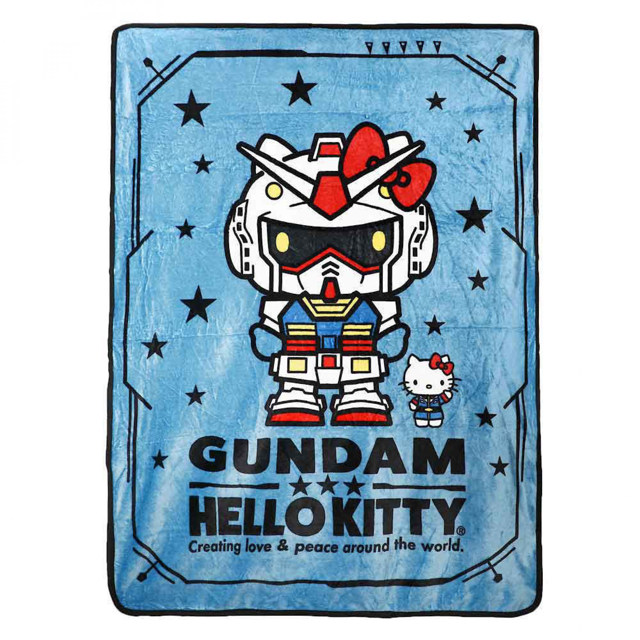 Gundam X Hello Kitty Digital Fleece Throw, Multi-Color