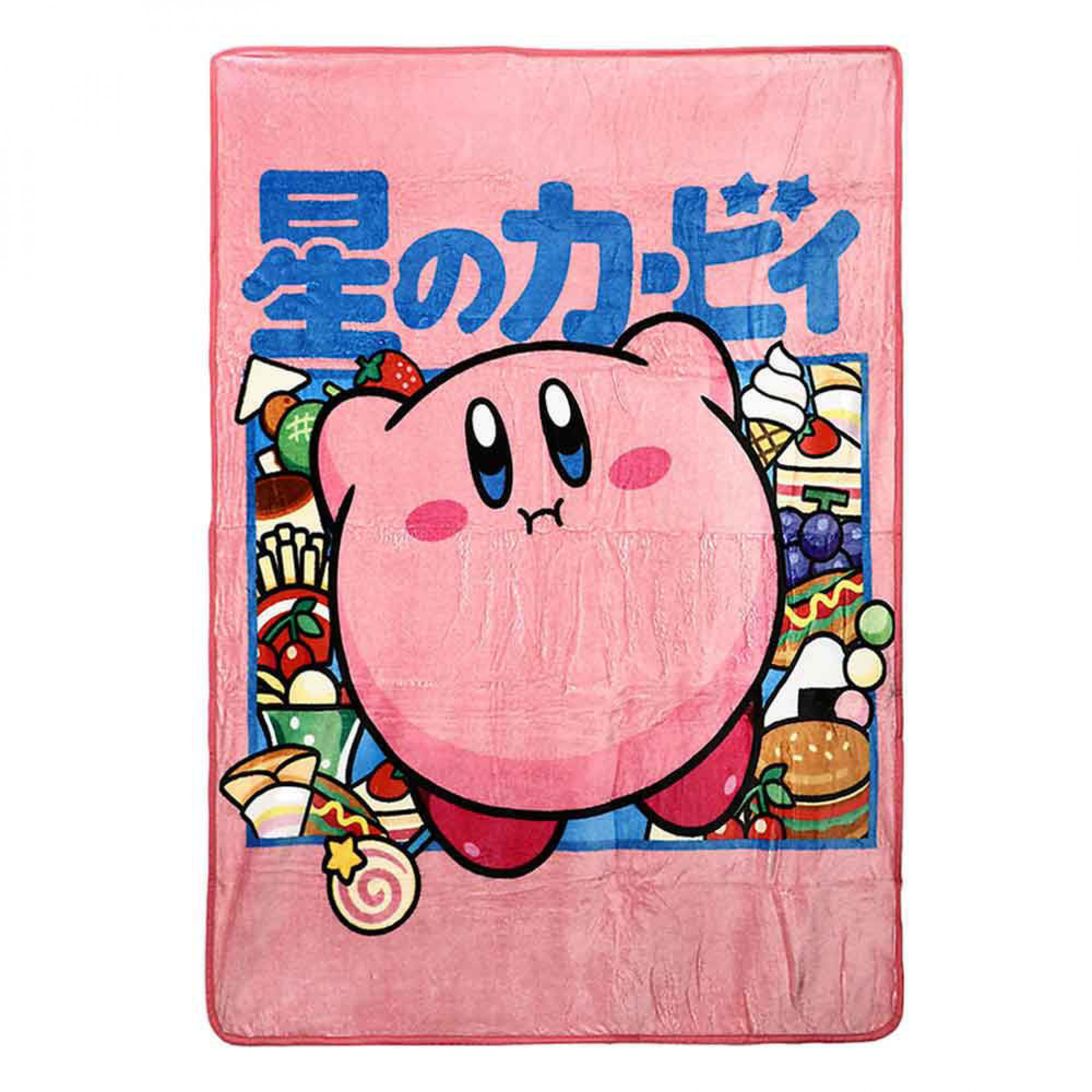 Nintendo Kirby with Japanese Text Digital Fleece Throw, Pink