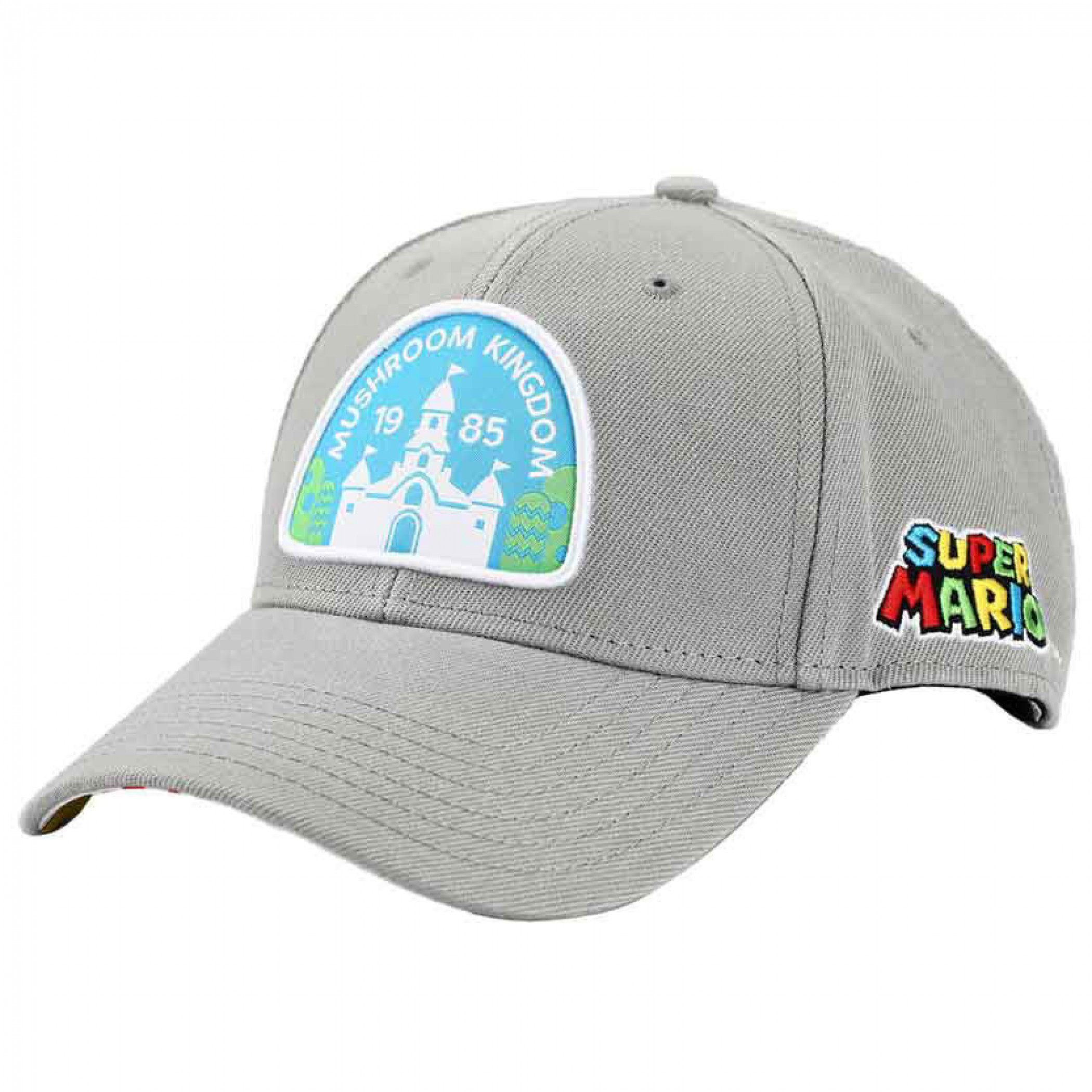 Nintendo Super Mario Mushroom Kingdom Patch Adjustable Hat, Grey