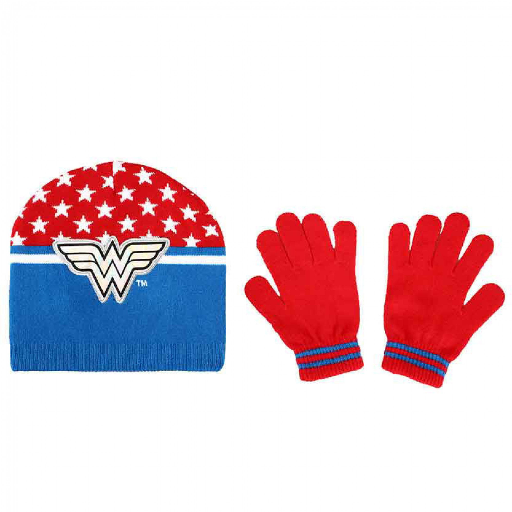 DC Comics Wonder Woman Youth Beanie & Gloves Combo, Multi-Color