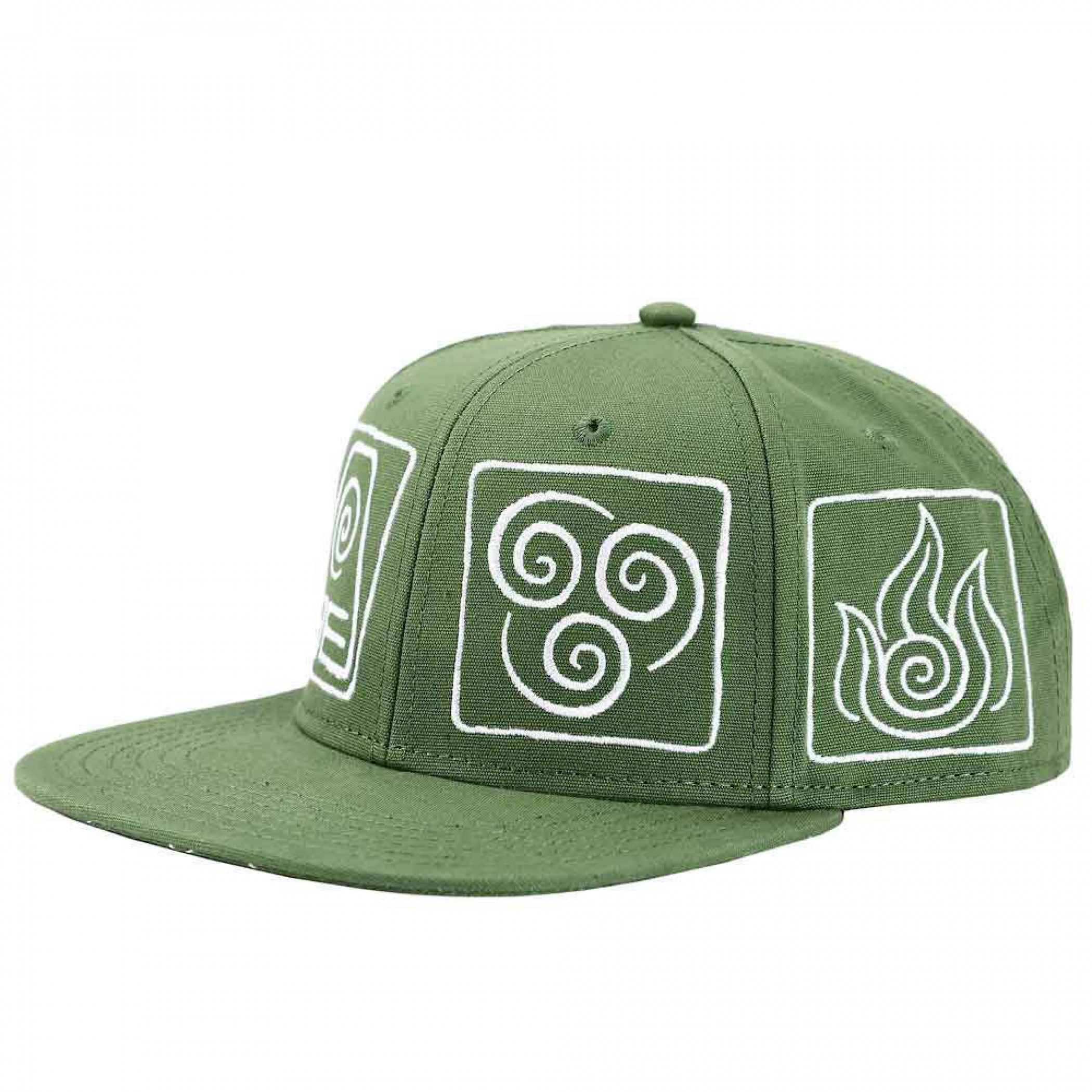 Avatar: The Last Airbender Elemental Symbols Flat Bill Snapback Hat, Green