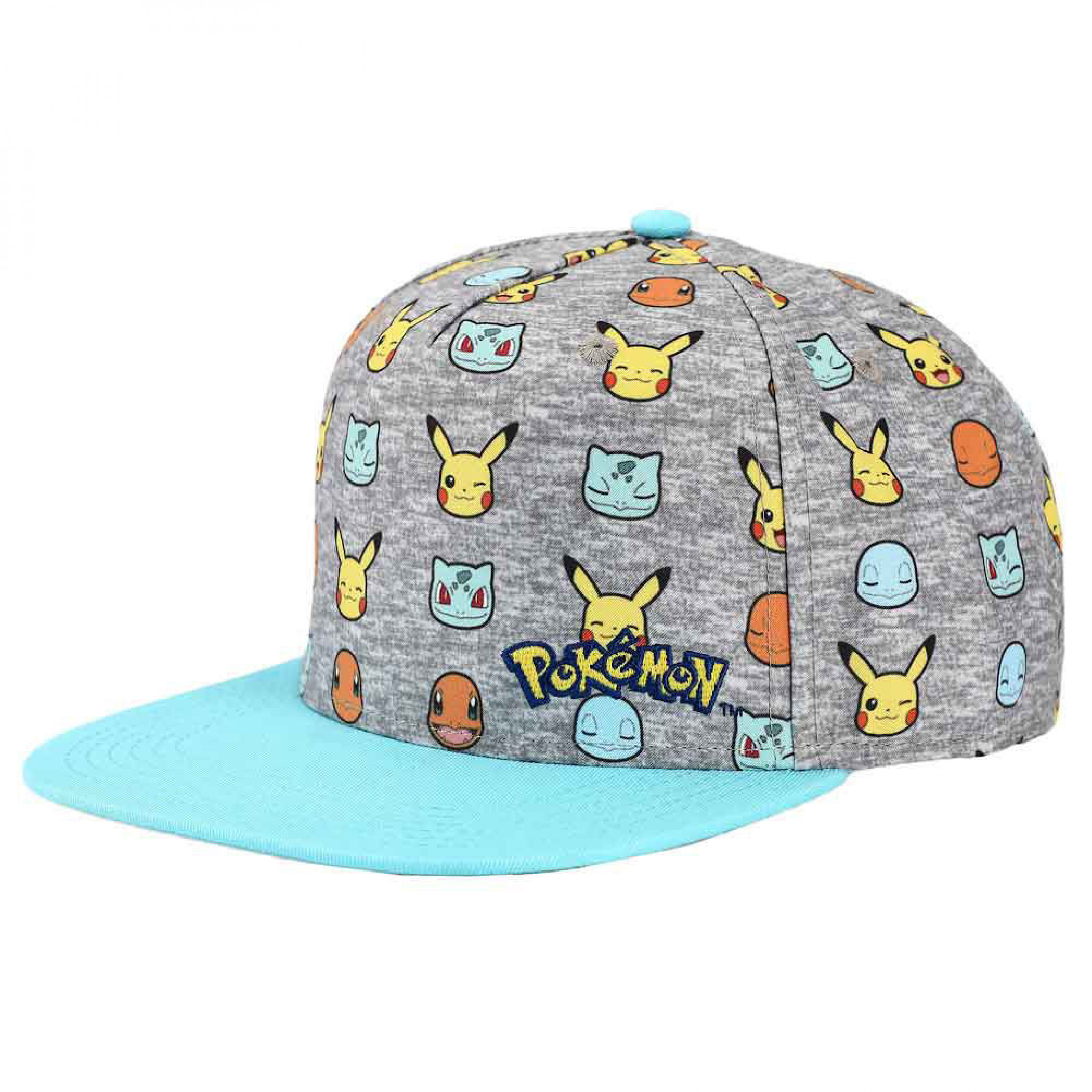 Pokemon Original Pick AOP Microfiber Youth Flat Bill Snapback Hat, Multi-Color