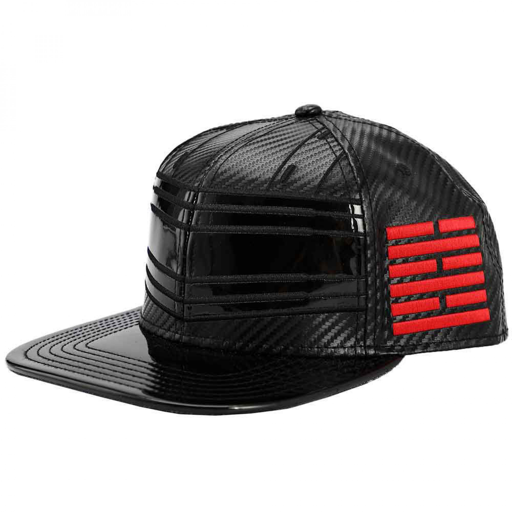 G.I. Joe Snake Eyes Cosplay Carbon Fiber Flat Bill Snapback Hat, Black