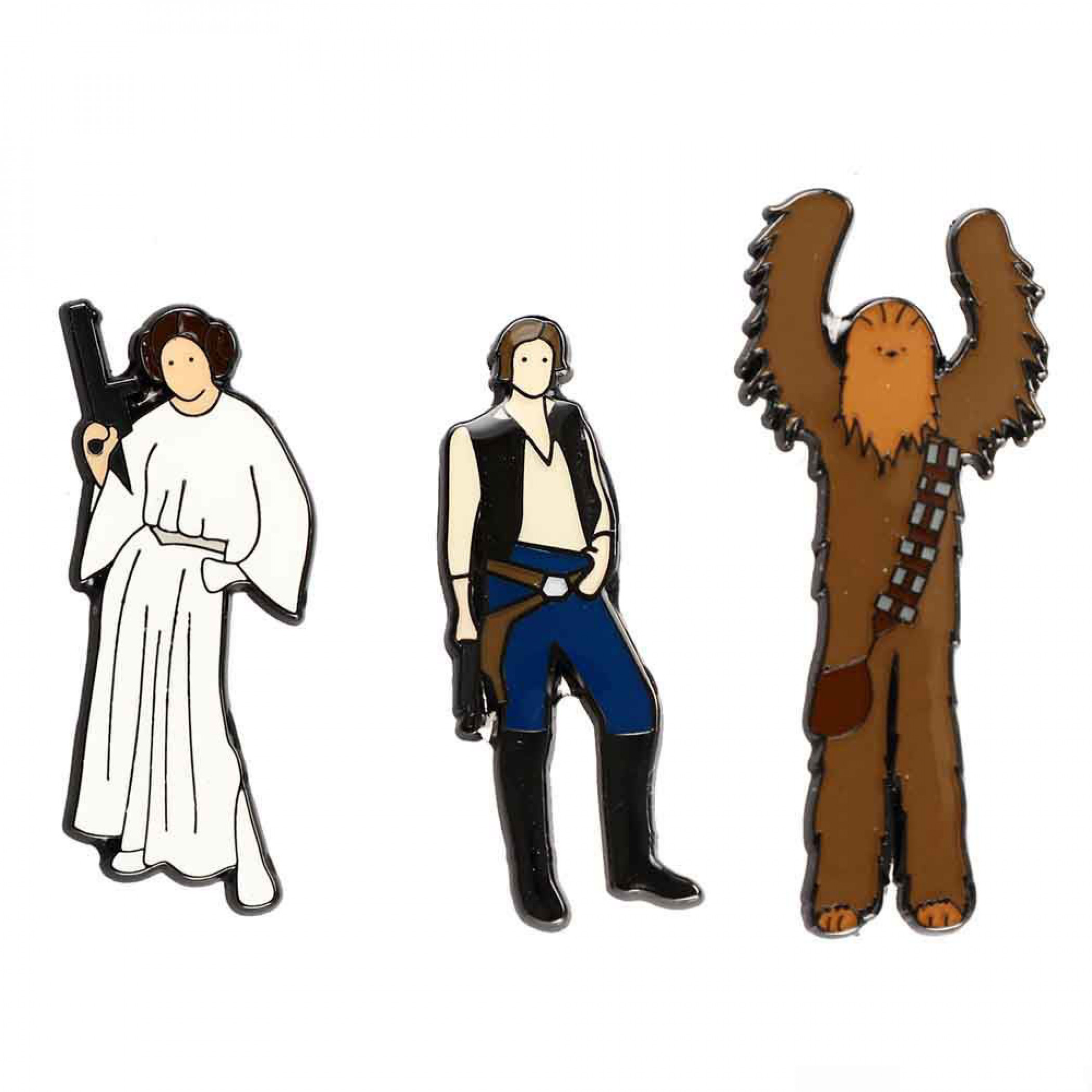 Star Wars Han Solo  Chewbacca & Princess Leia Lapel Pins, Multi-Color