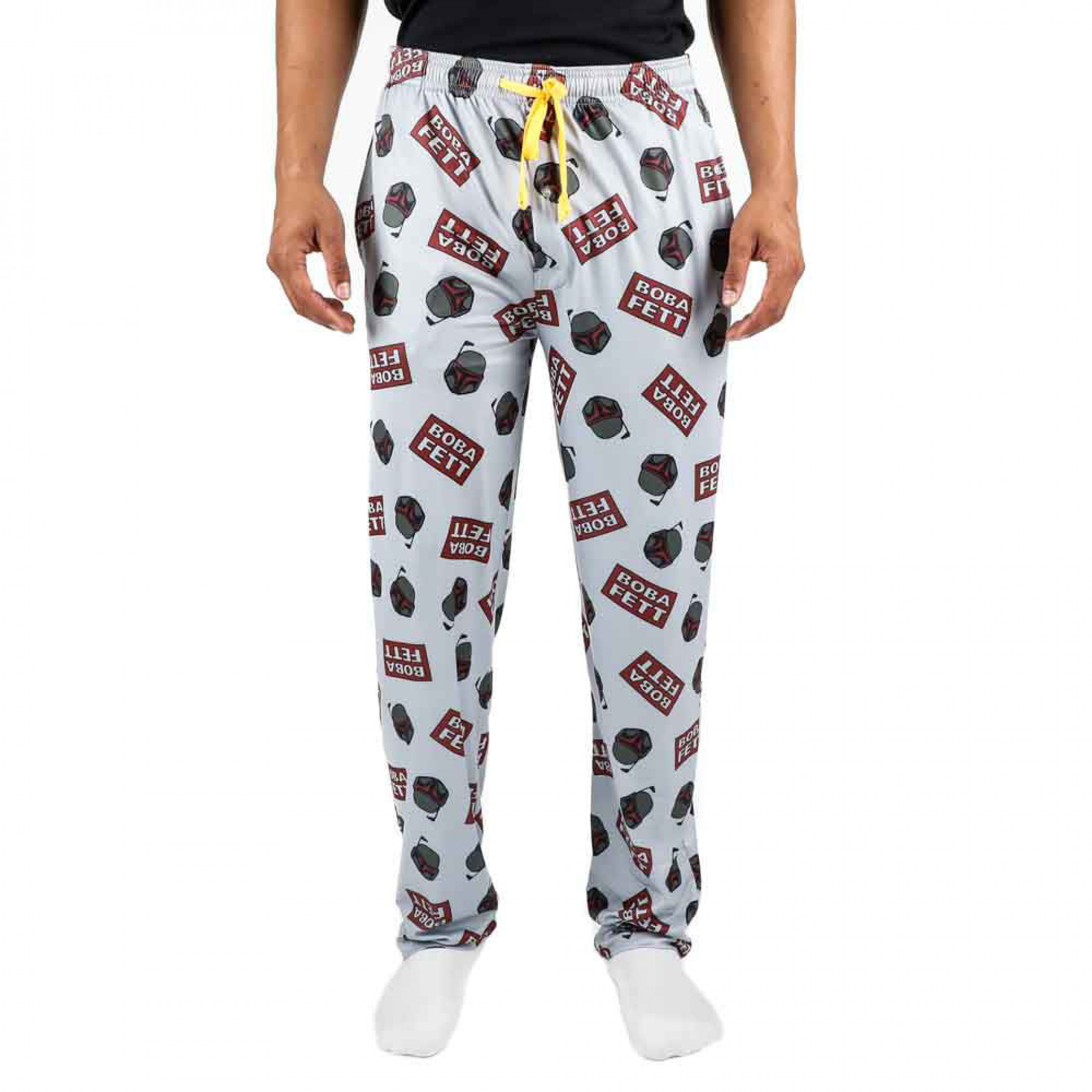 Star Wars Boba Fett Name Plate and Helmet AOP Sleep Pants, White