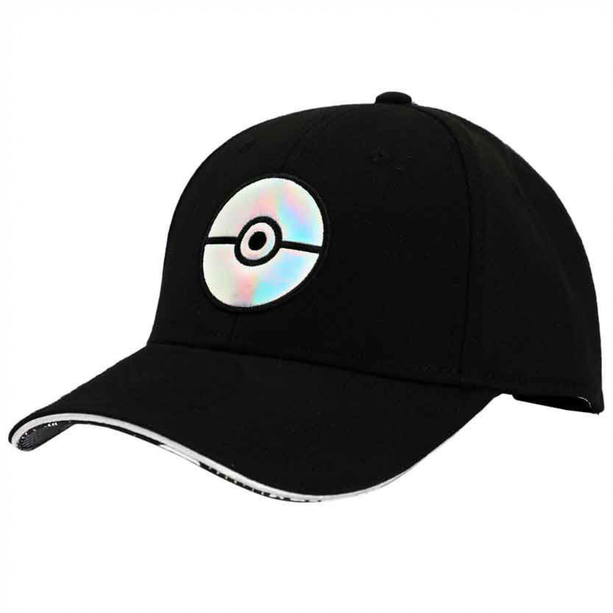 Pokemon Pokeball Holographic Elite Flex Pre-Curved Snapback Hat, Black