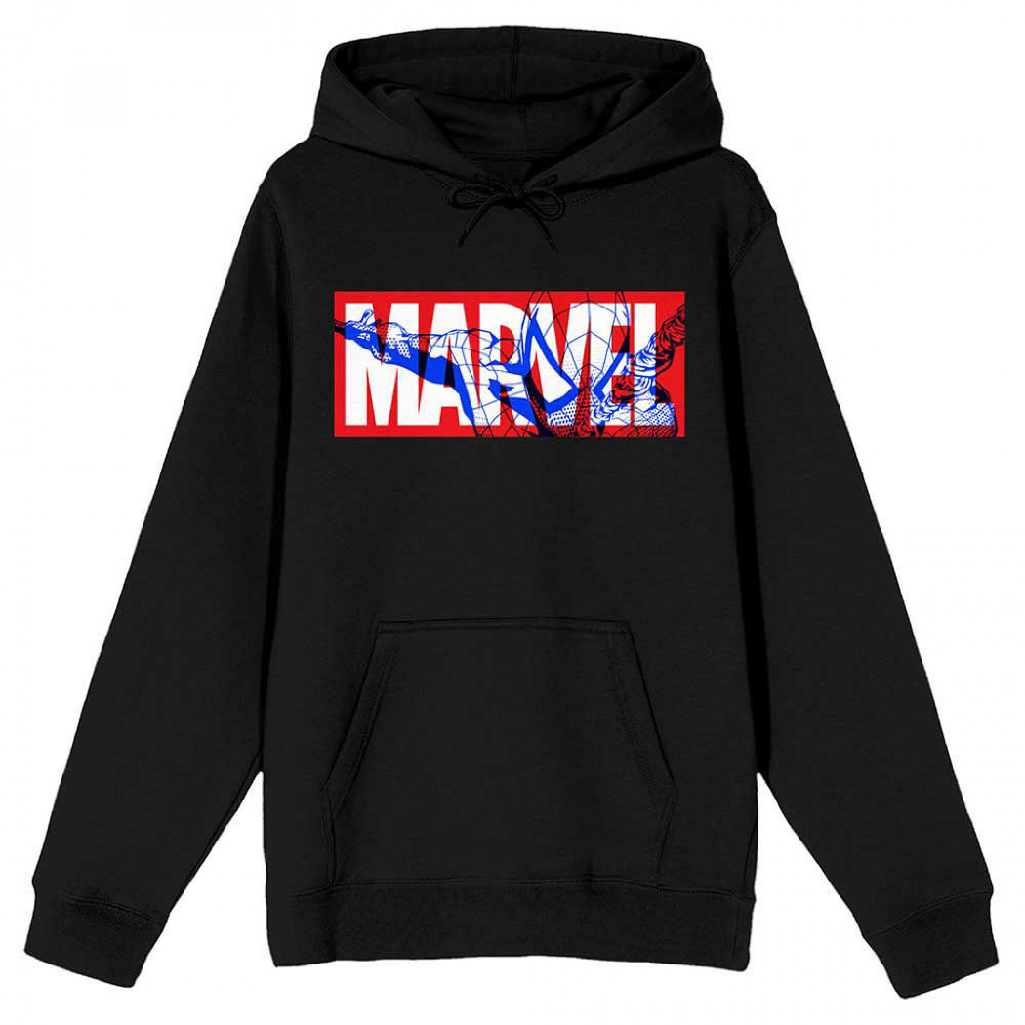 Marvel Comics Spider-Man Line Art Title Logo Pullover Hoodie, Black