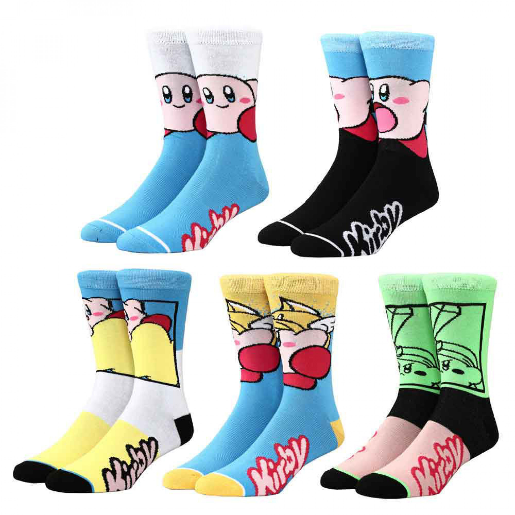 Nintendo Kirby Copy Characters 5-Pair Pack of Crew Socks, Multi-Color