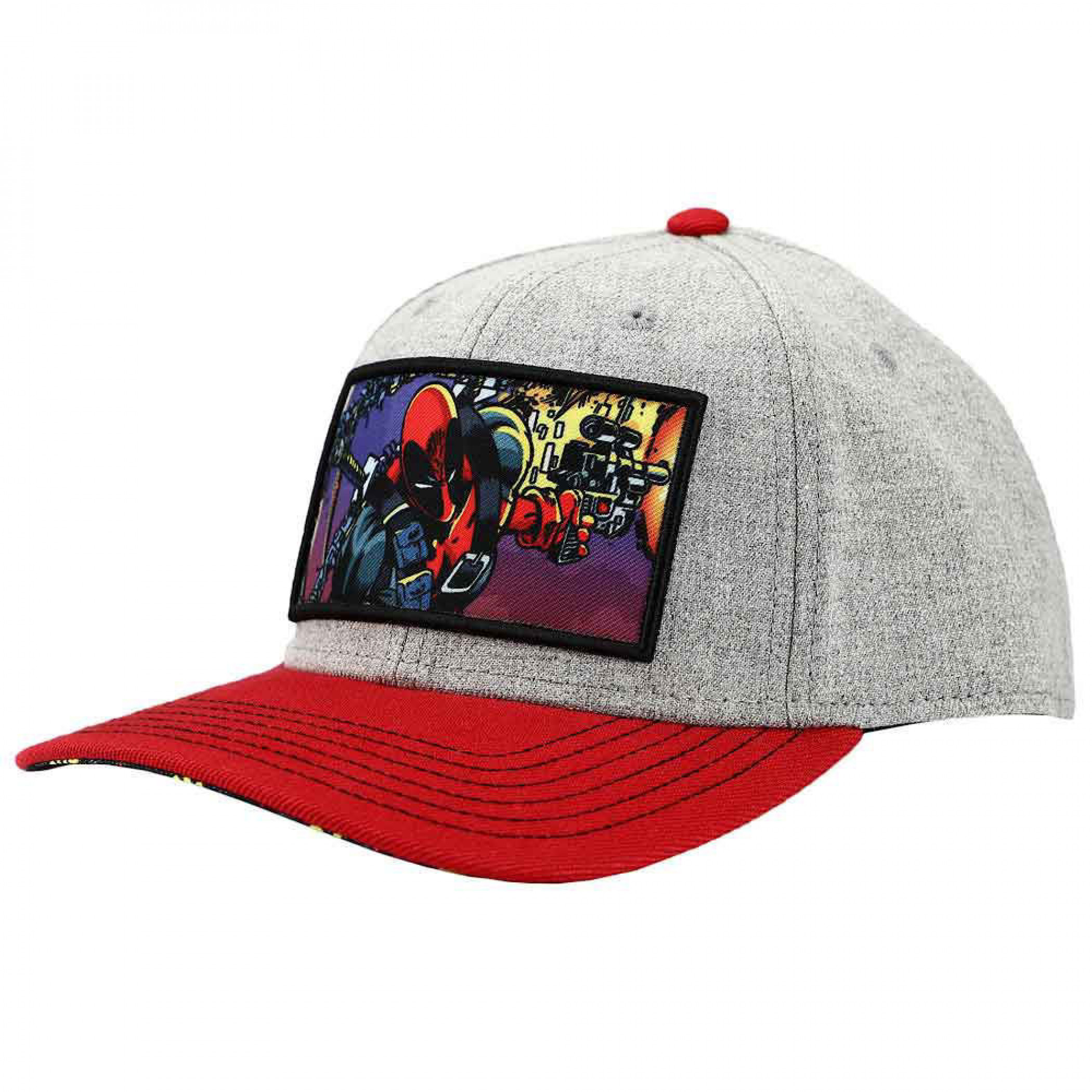 Deadpool Patch Elite Flex Pre-Curved Bill Snapback Cap, Grey