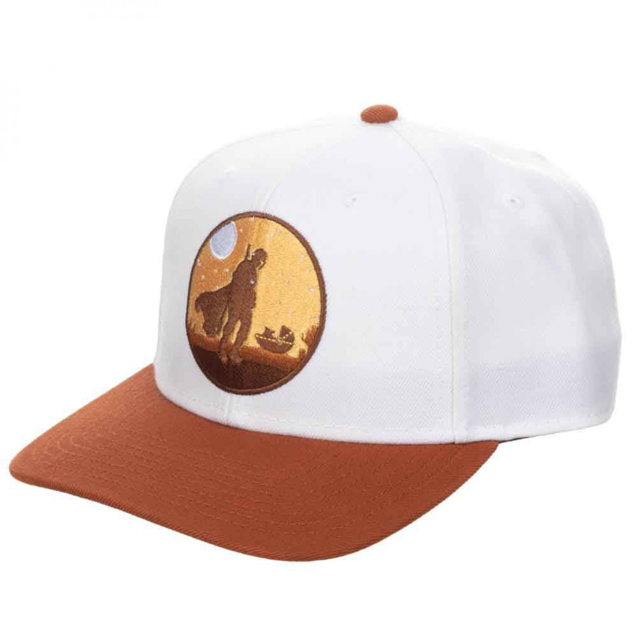Star Wars The Mandalorian Mando and Grogu Pre-Curved Bill Snapback Hat, White