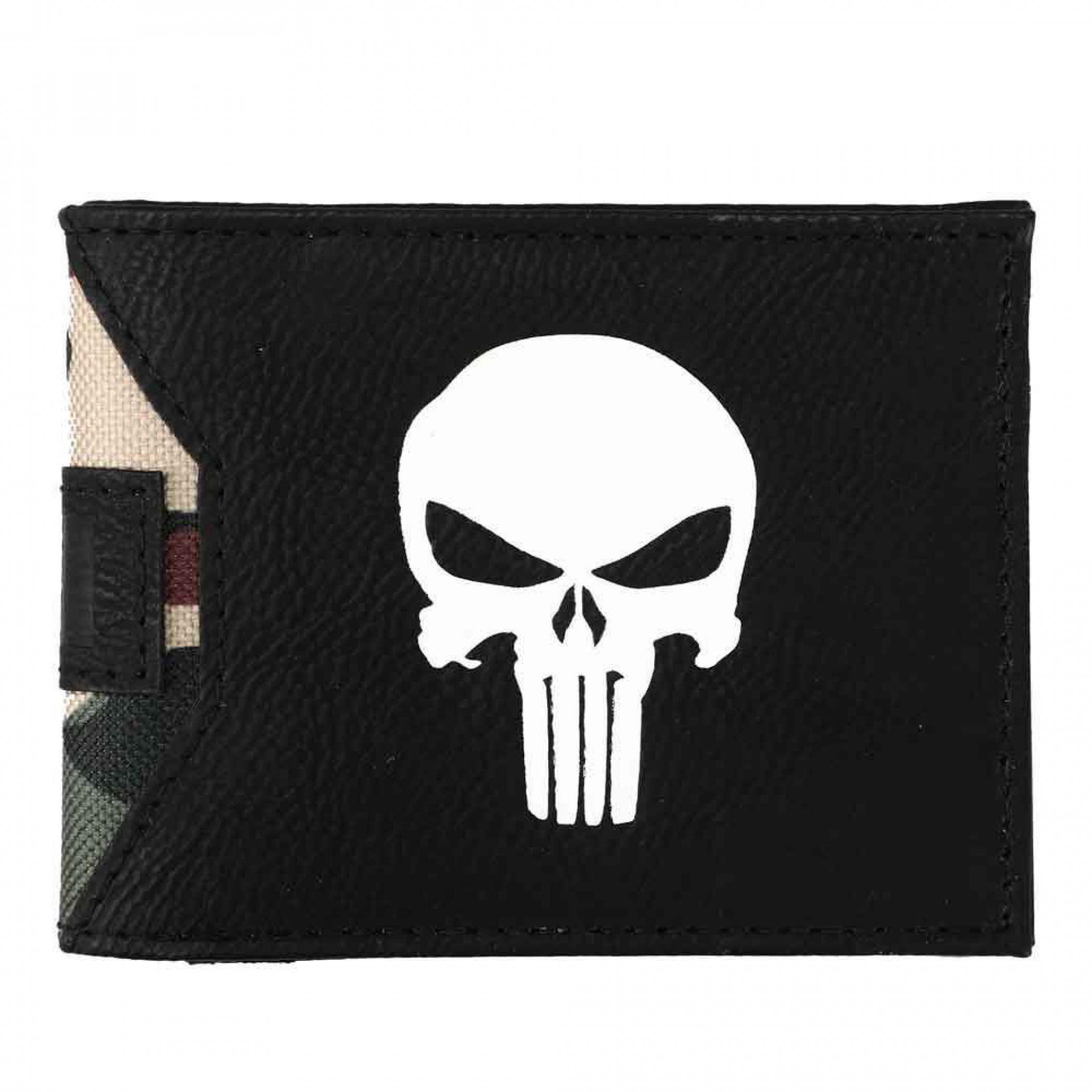 The Punisher Logo Nylon Bi-Fold Wallet, Black