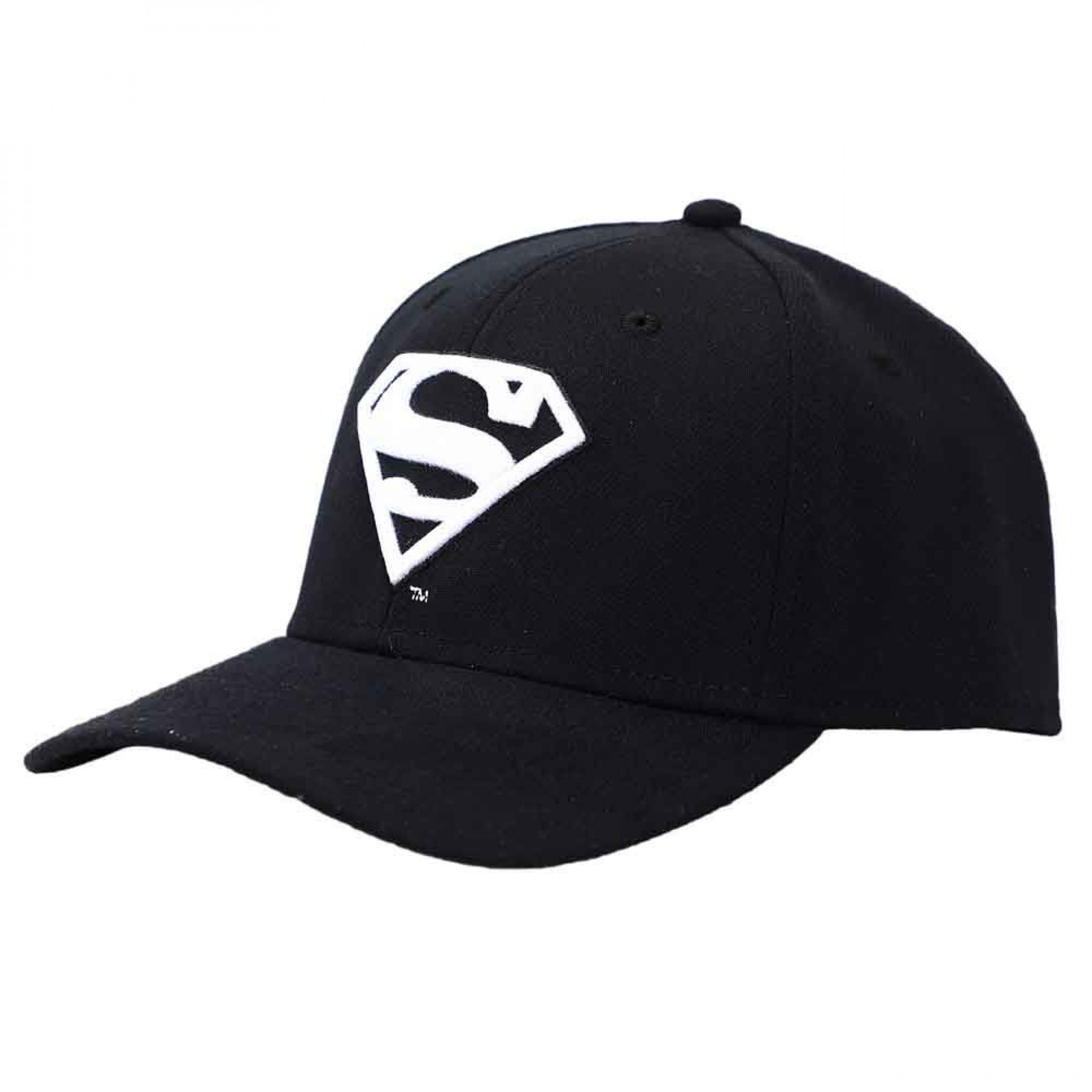 Superman Elite Flex Pre-Curved Embroidered Adjustable Snapback Hat, Black