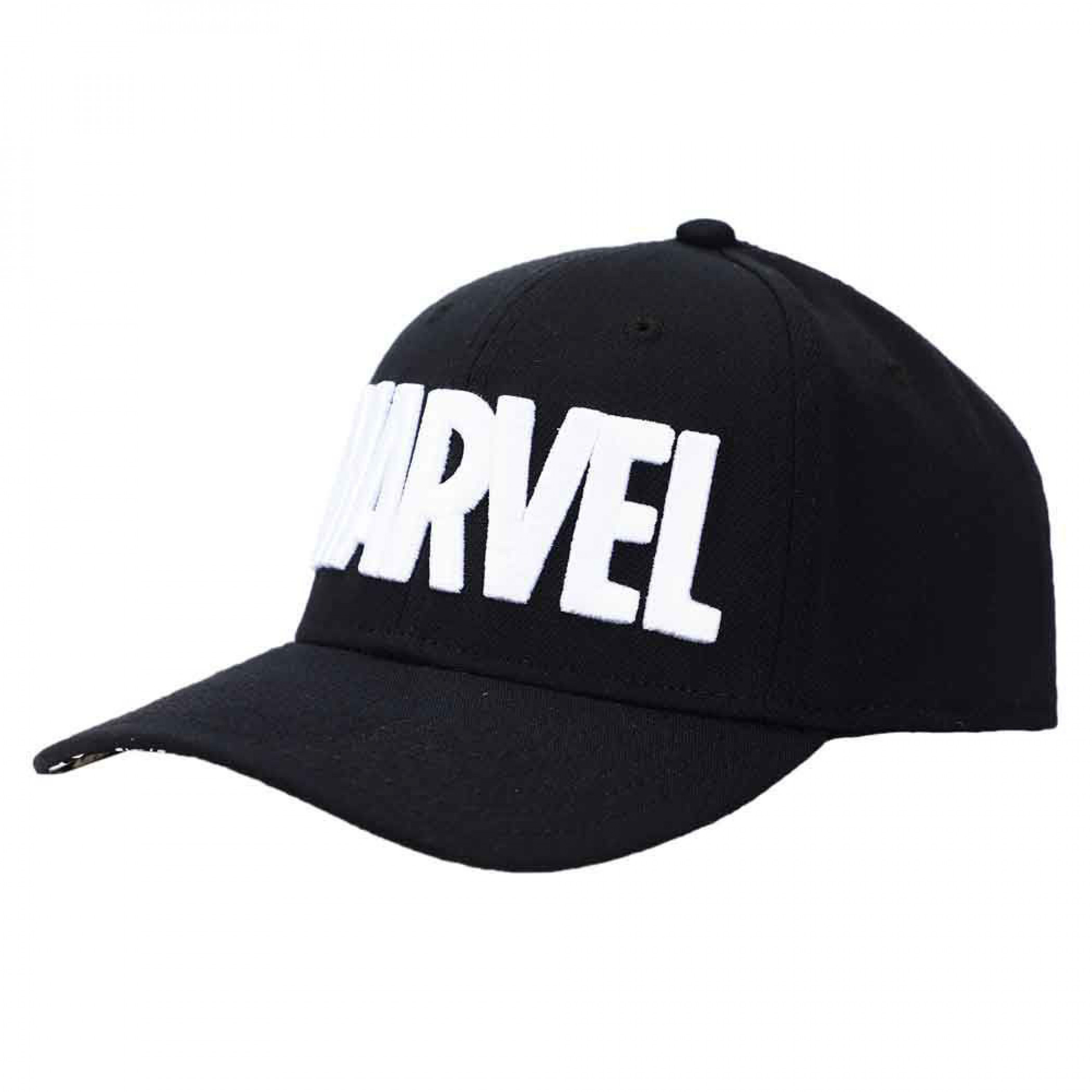 Marvel Logo Elite Flex Under Bill Print Adjustable Snapback, Black