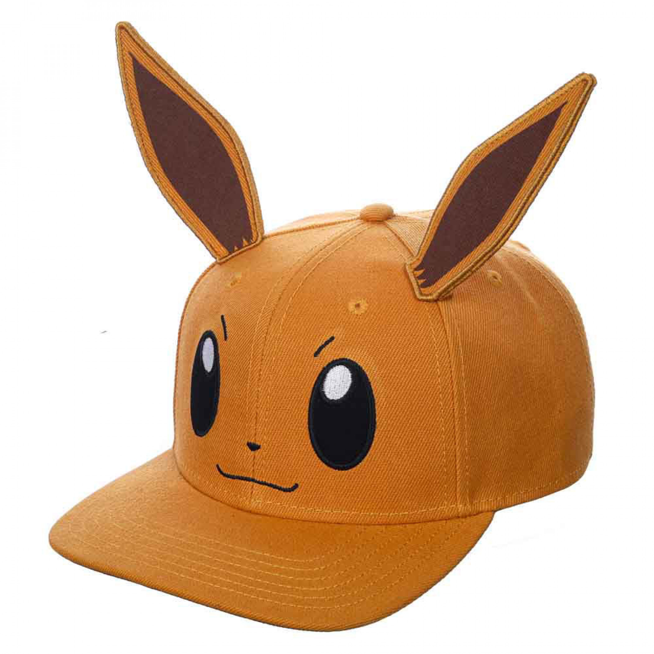 Pokemon Eevee 3D Cosplay Pre-Curved Snapback Hat, Brown
