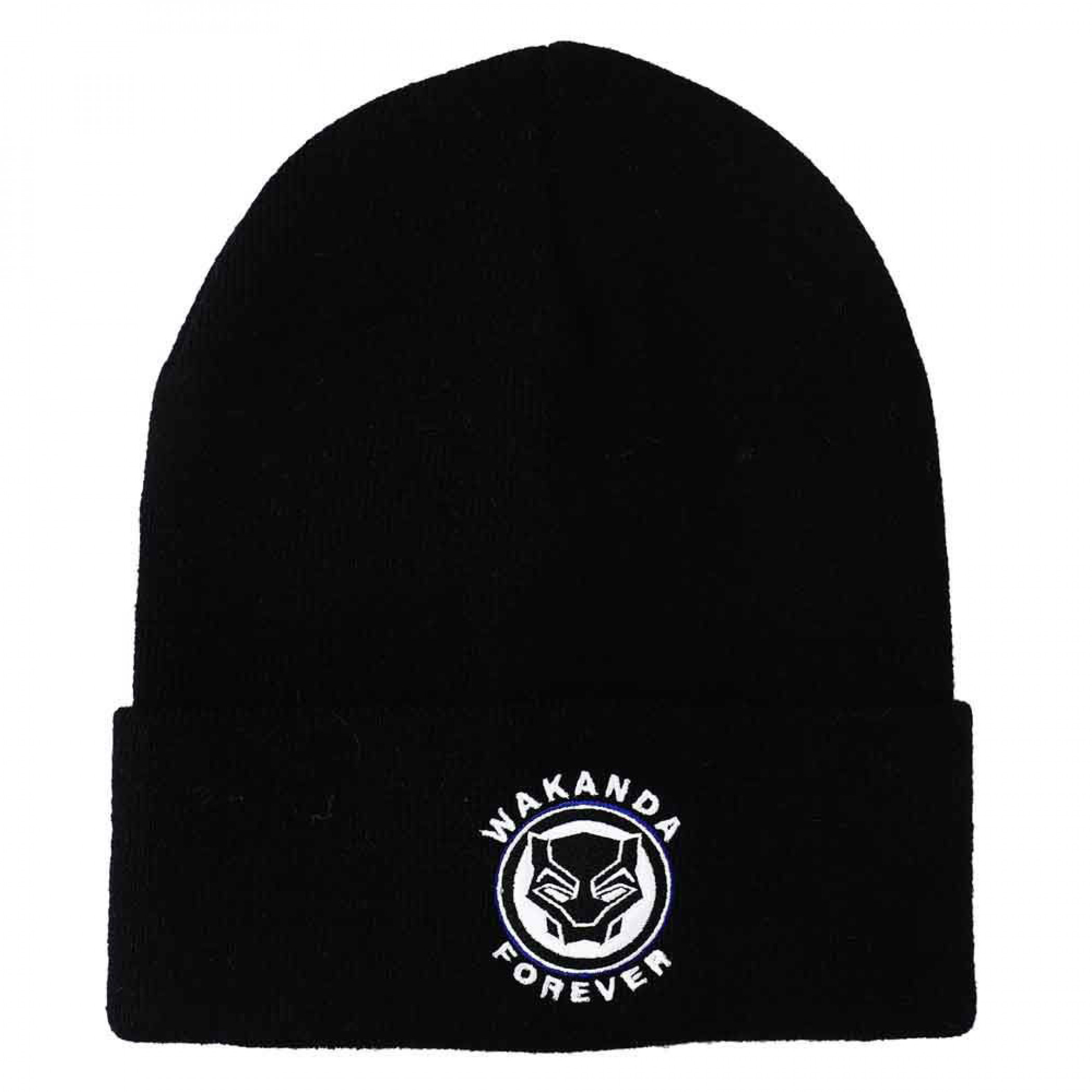 Black Panther Wakanda Forever Emblem Cuff Beanie, Black
