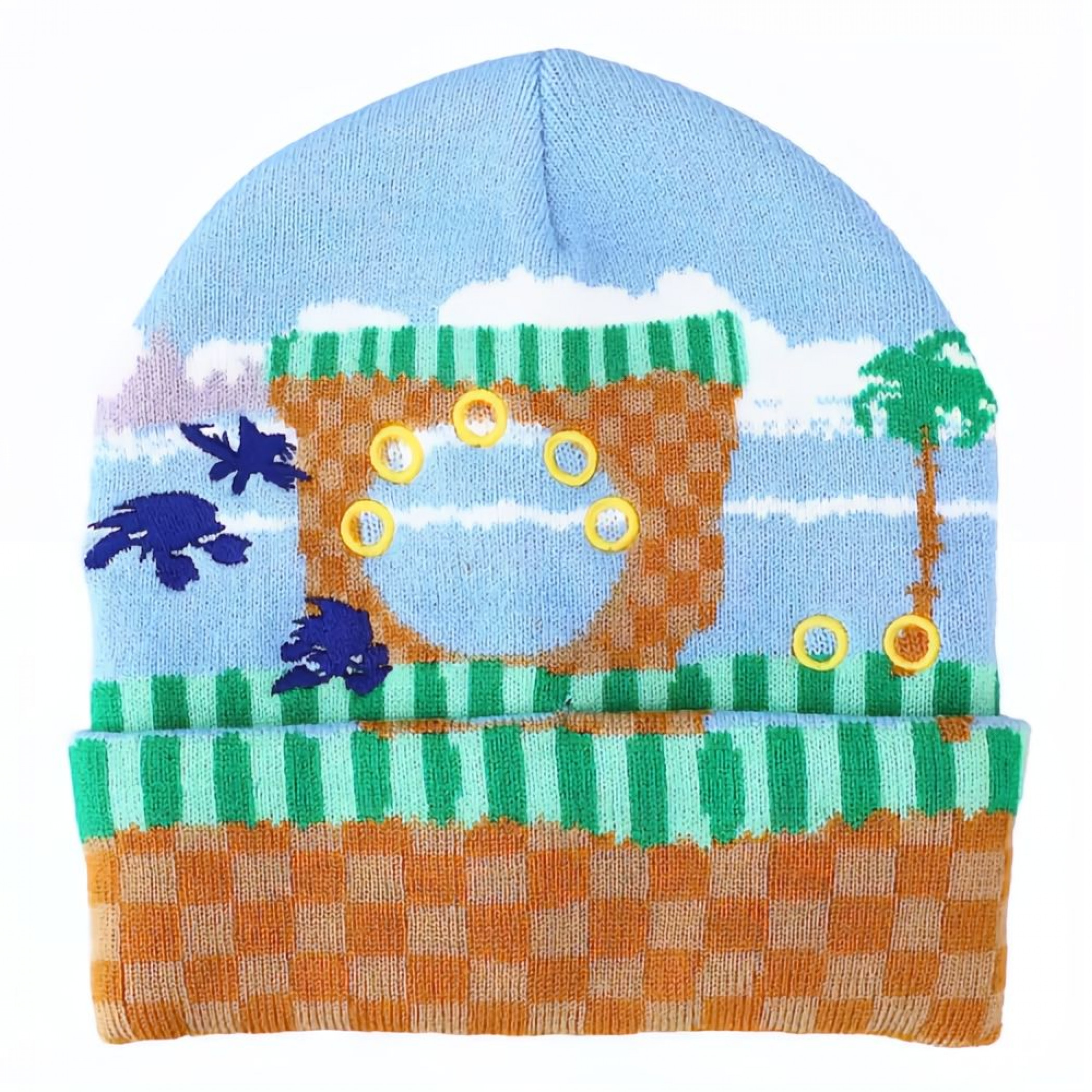 Sonic The Hedgehog Green Hill Zone Cuff Beanie, Multi-Color